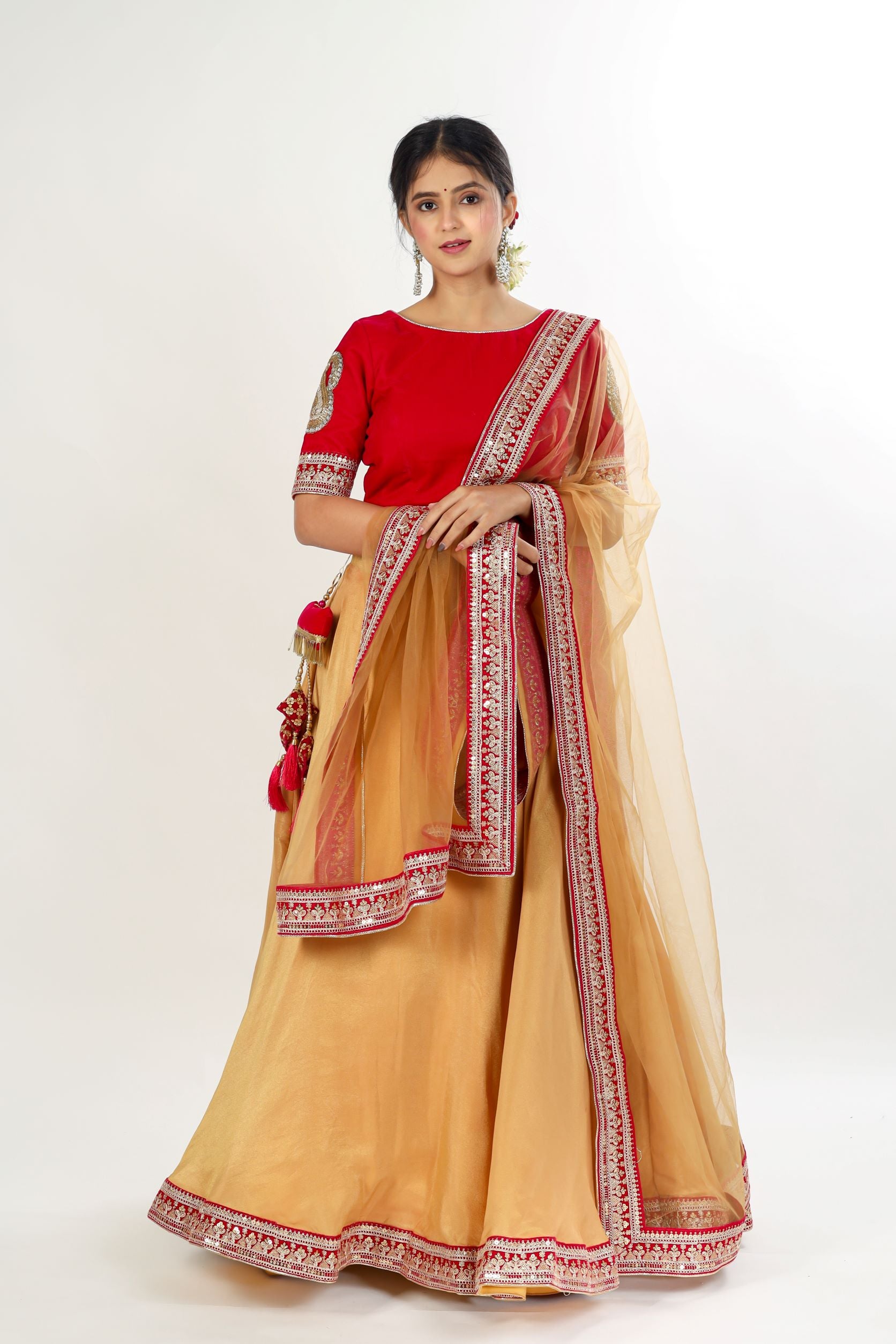 Tissue Silk Lehanga Choli With Lace Border All Over