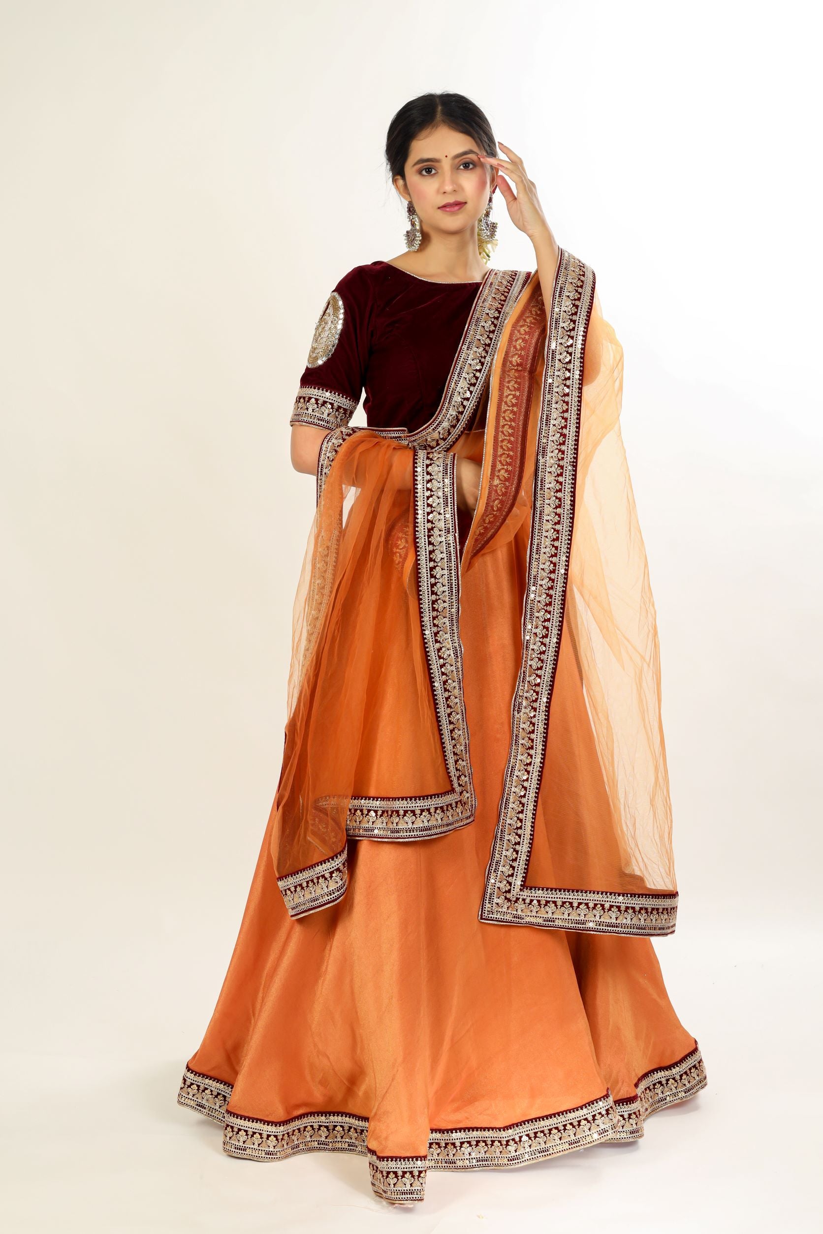 Tissue Silk Lehanga Choli With Lace Border All Over