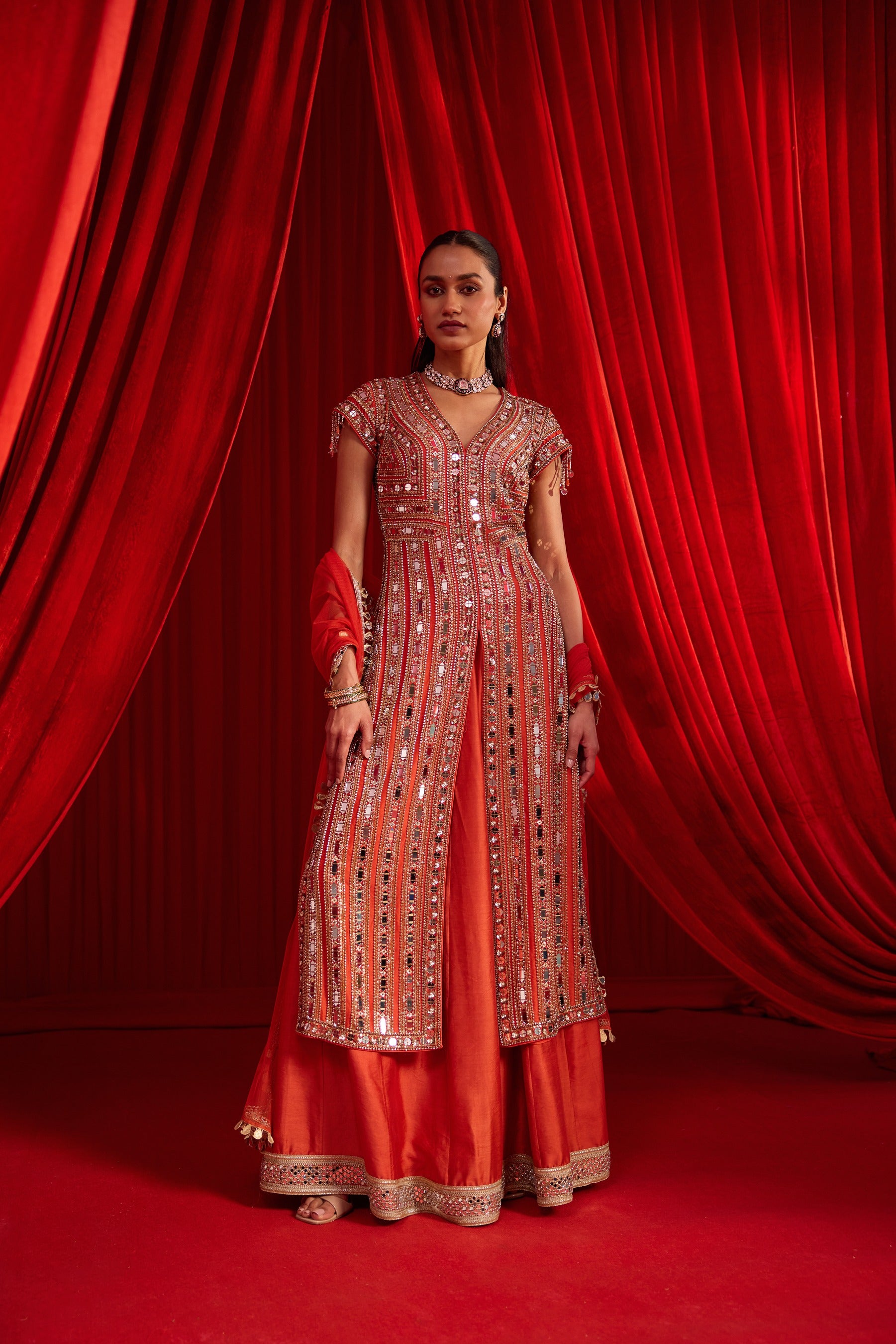 Narangi Meeras Lehenga Set