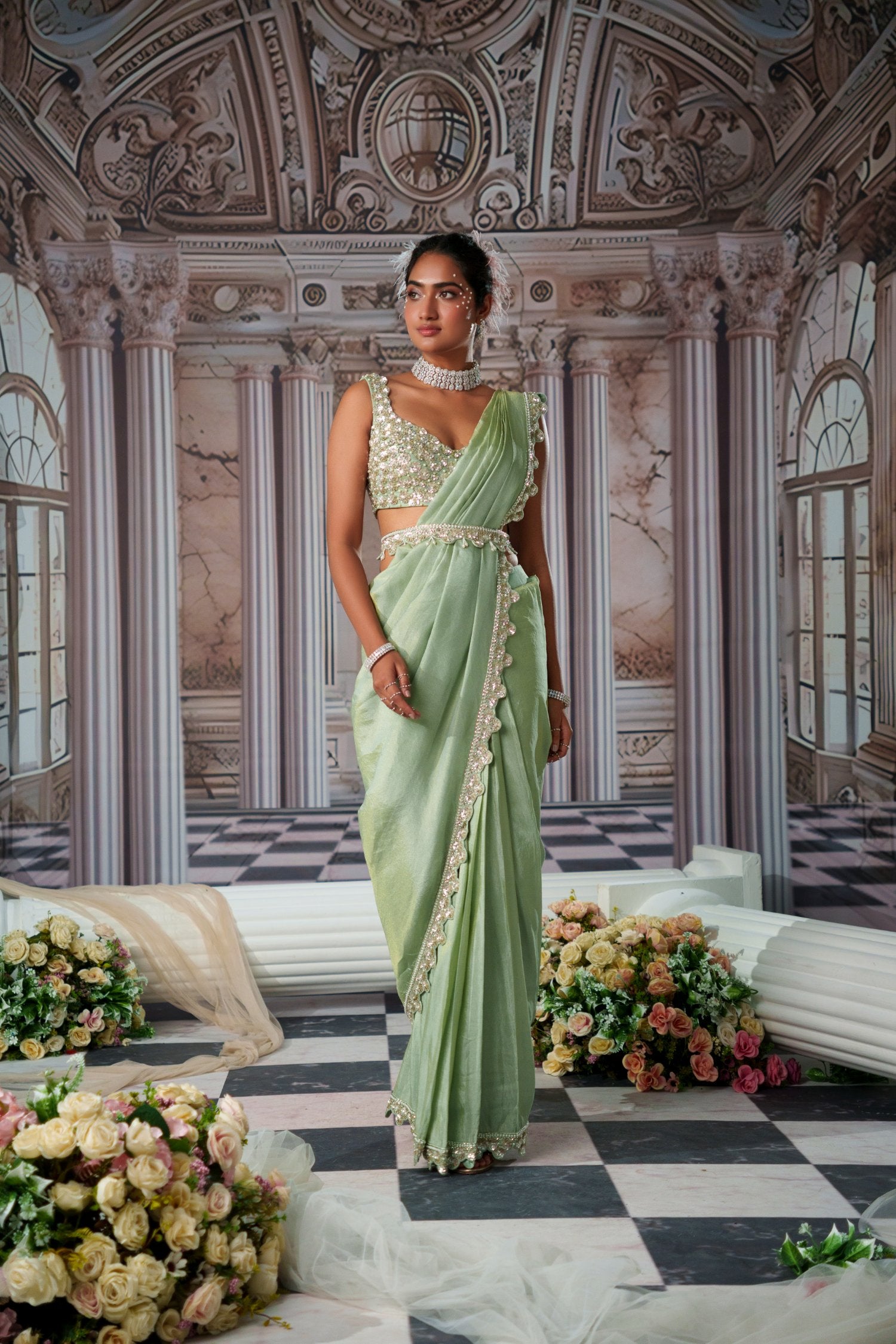 Divine Zari Saree Set
