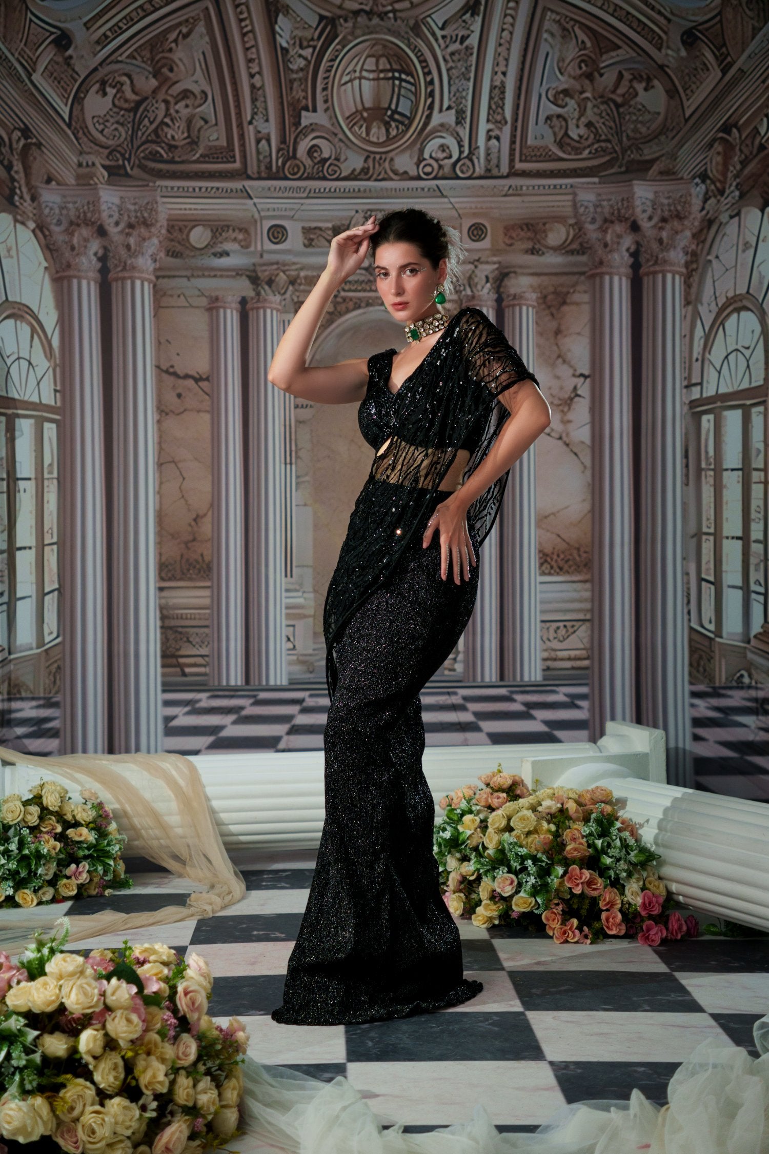 Belle Black Saree Set