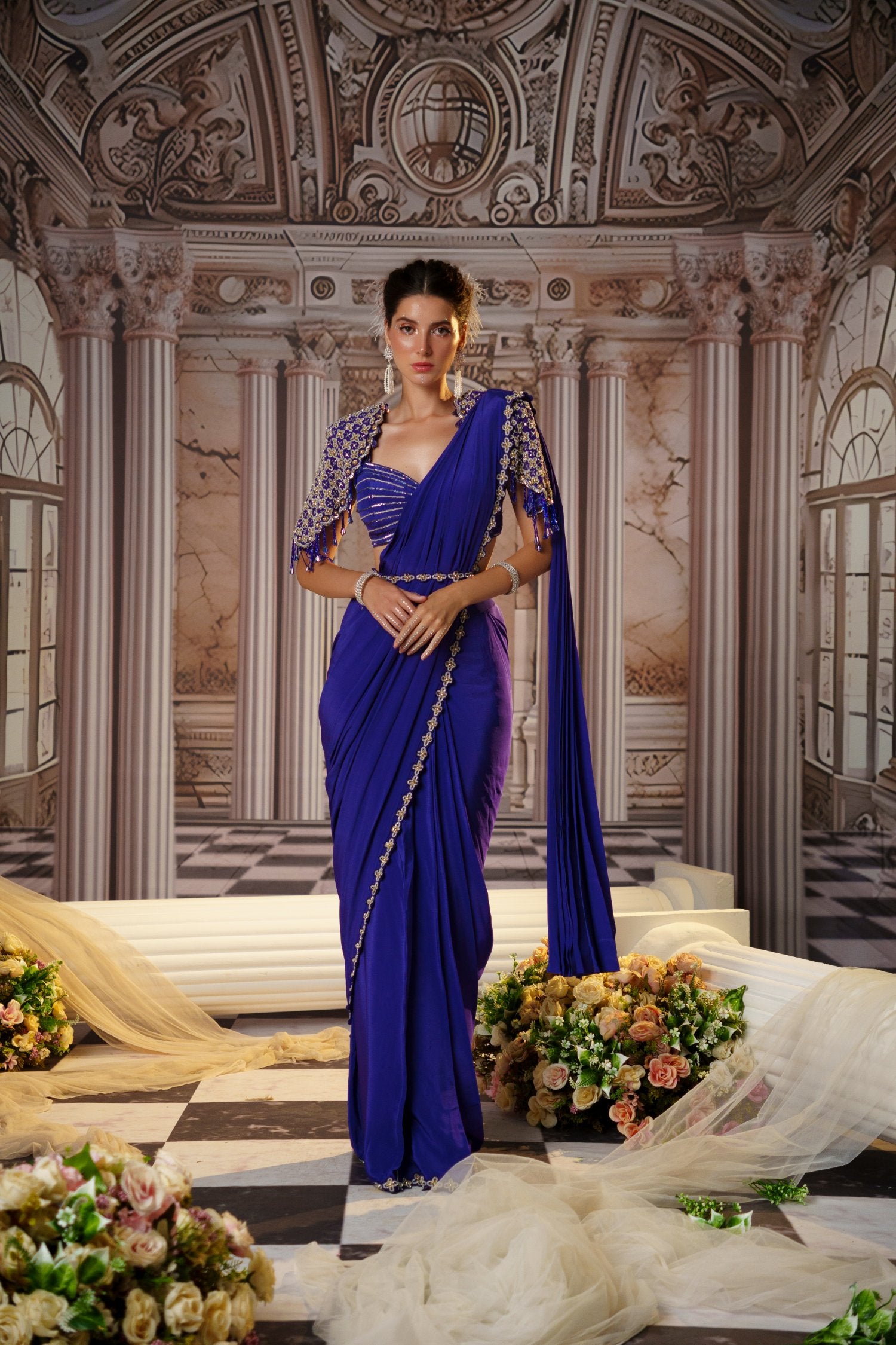Exquisite Purple Saree Set