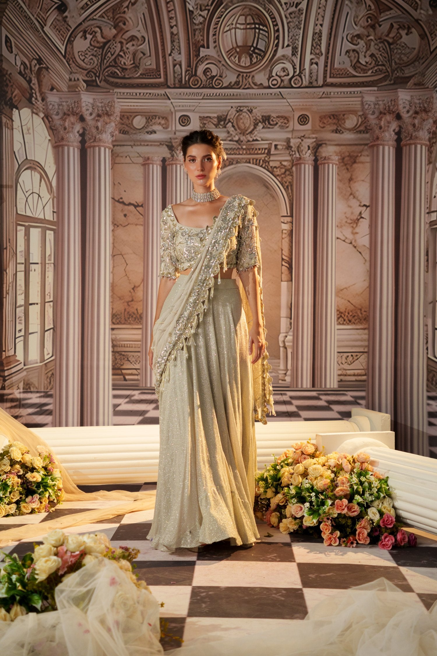 Angelic Silver Saree Set