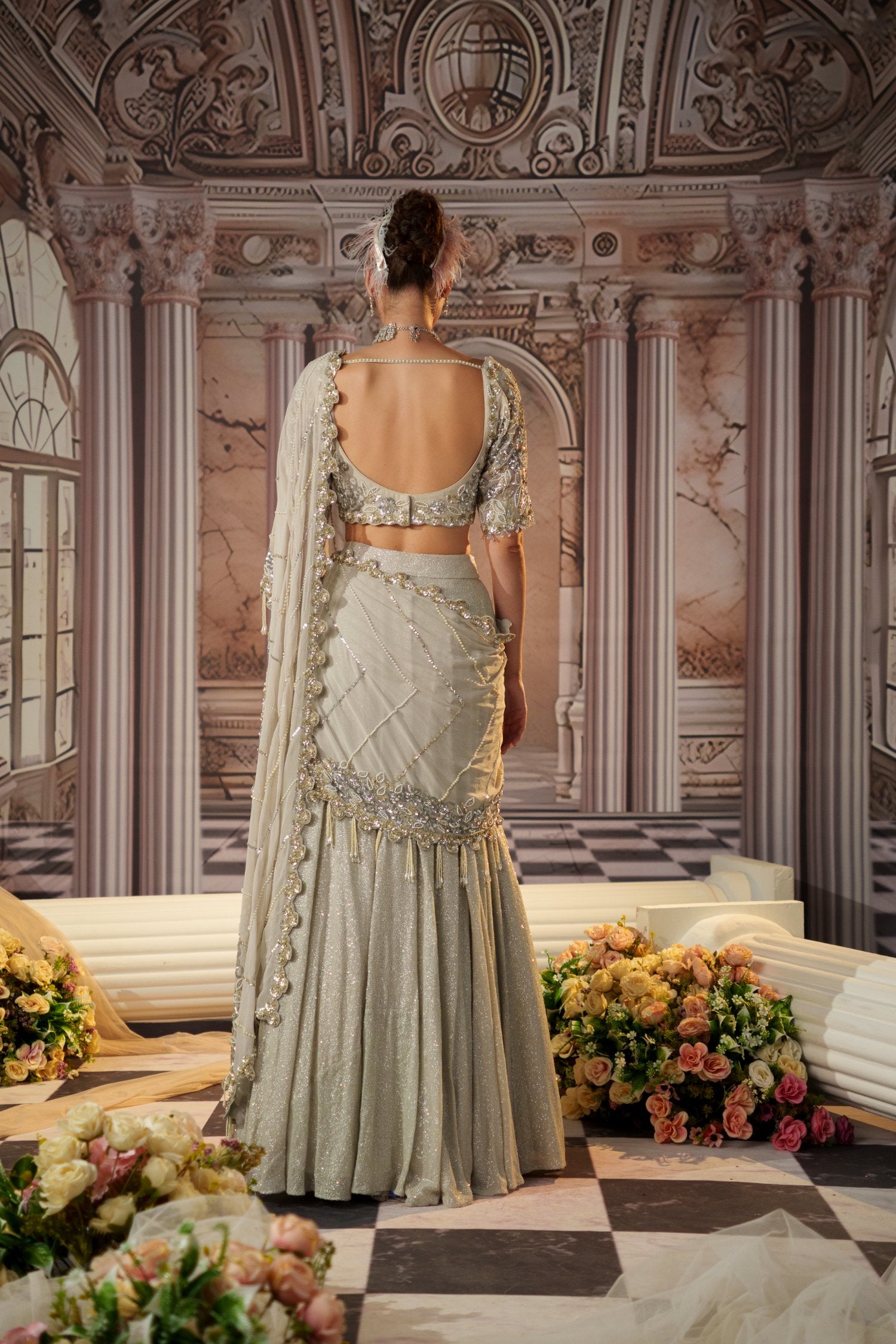 Angelic Silver Saree Set