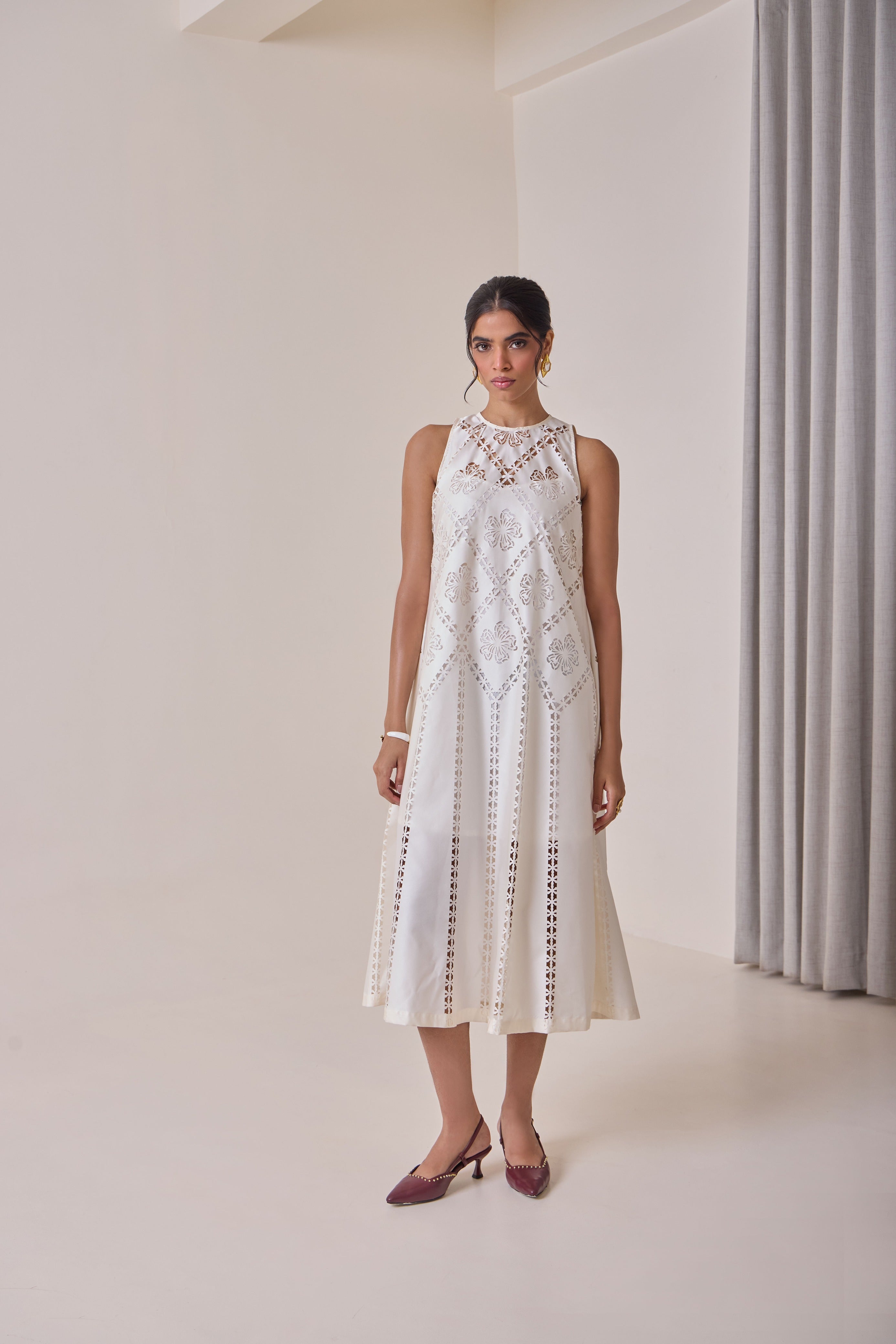 Pearl Cut-Work Midi