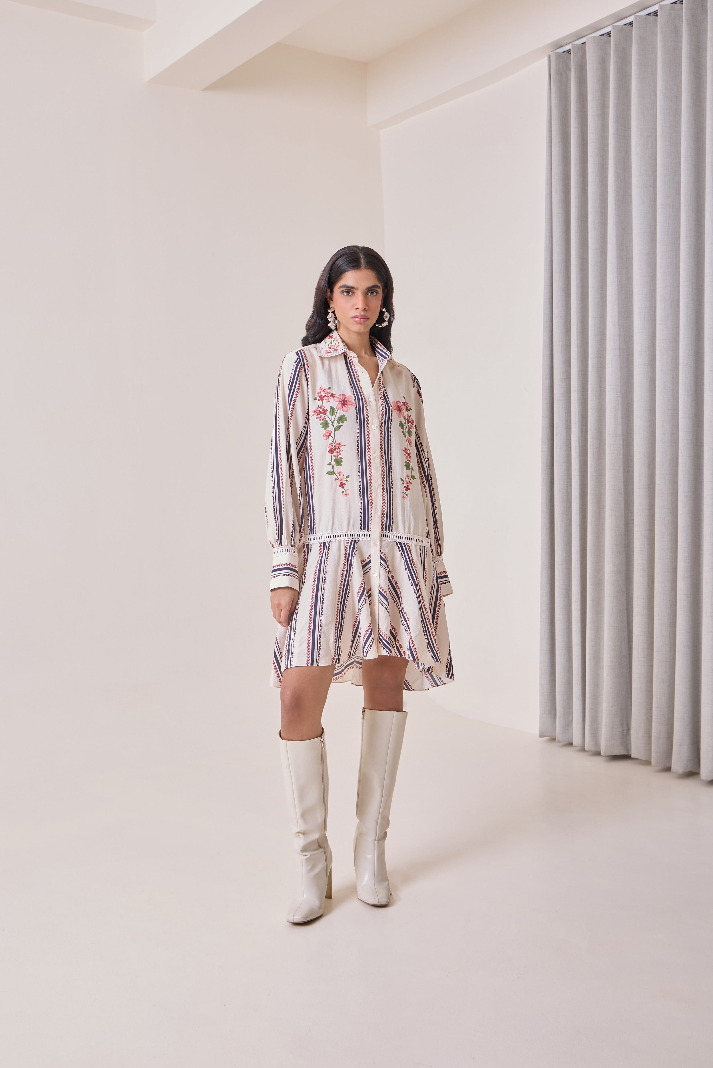 Creme Petal Shirt Dress