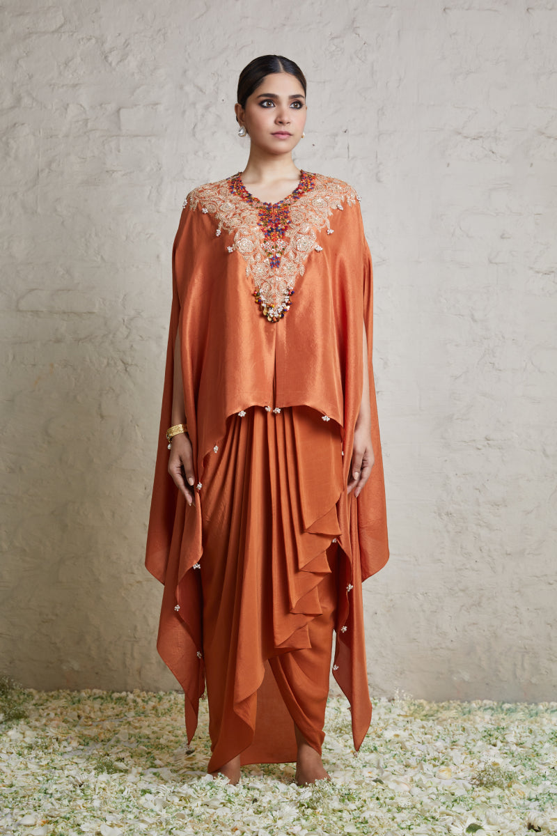 Silk Kaftaan With Crepe Dhoti