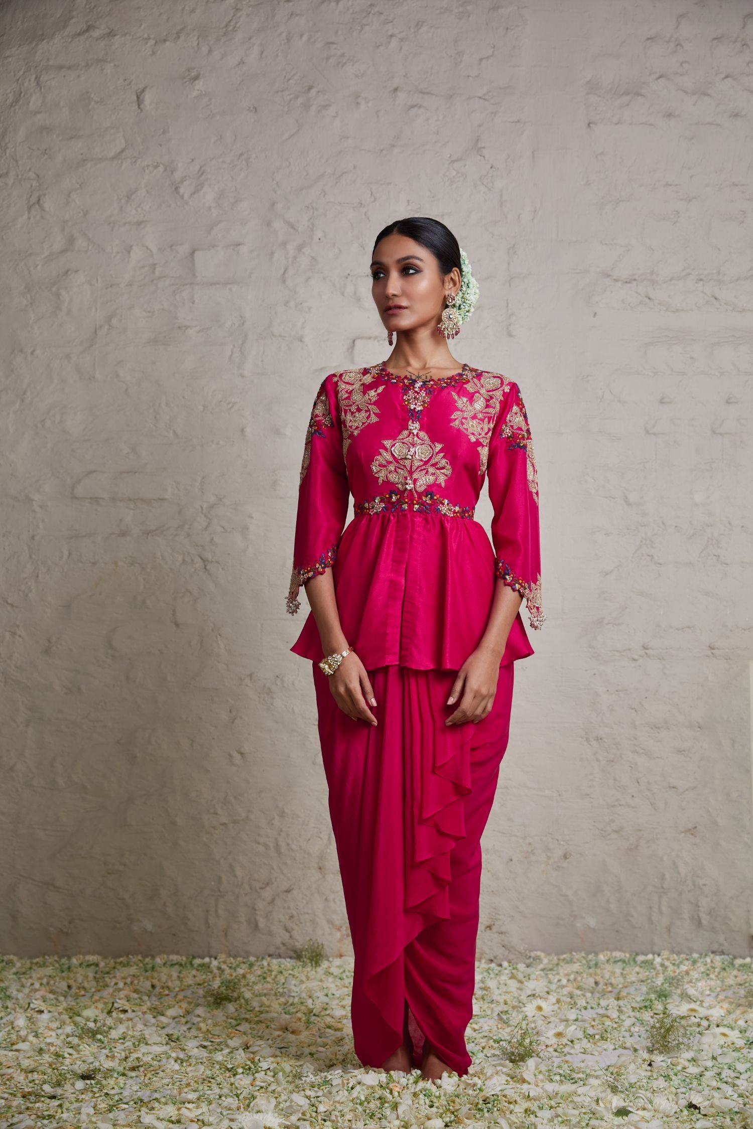peplum dress with dhoti Peplum Dhoti Dressing Peplum Top With Traditional Dhoti Style