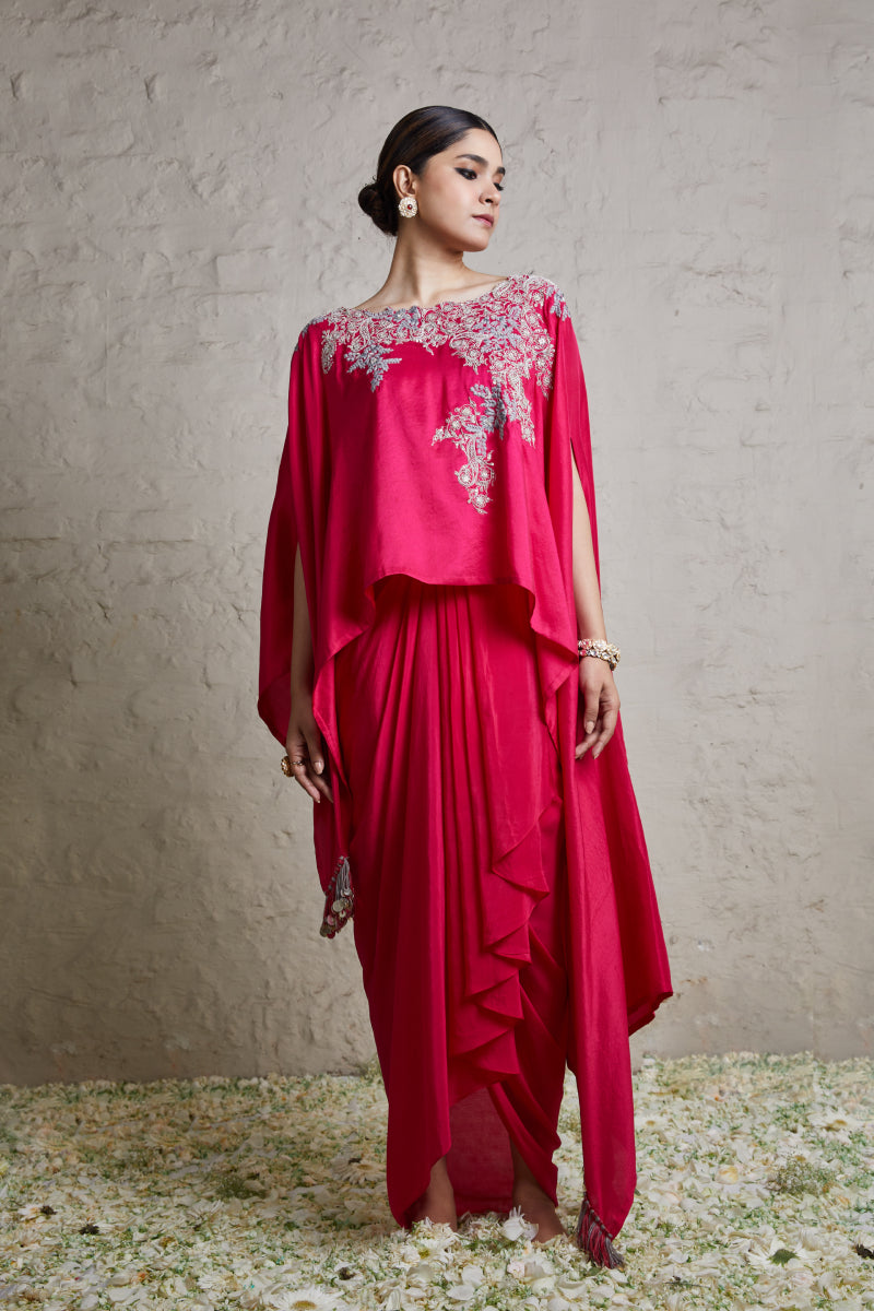 Silk Kaftaan With Crepe Dhoti