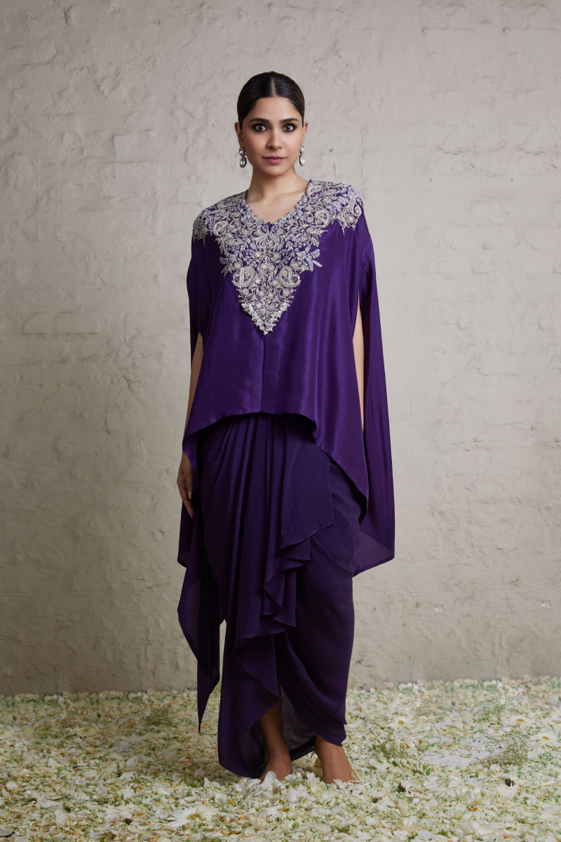 Silk Kaftaan With Crepe Dhoti