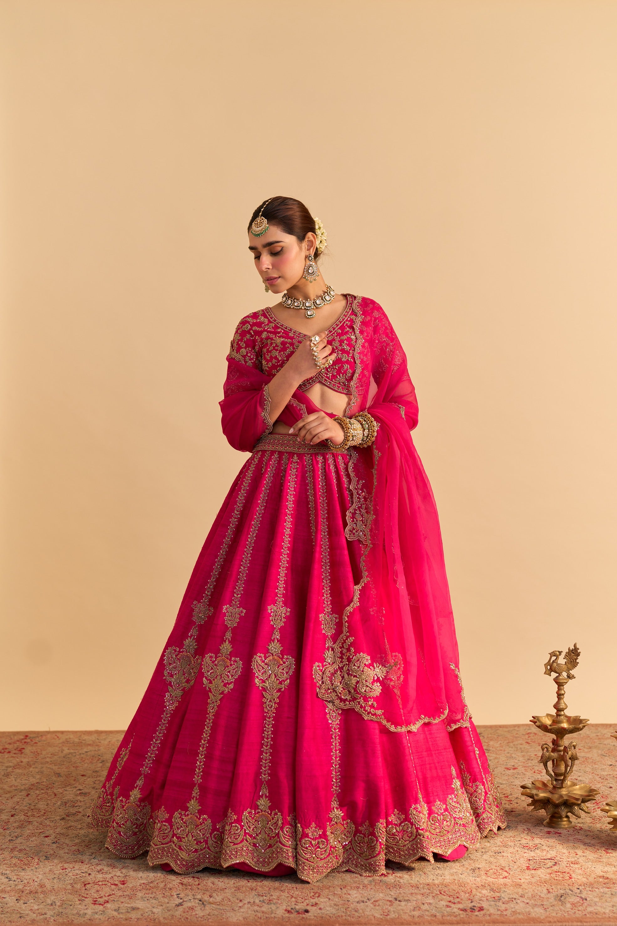 Naazila - Dabka Zardozi Embroidered Lehenga Set