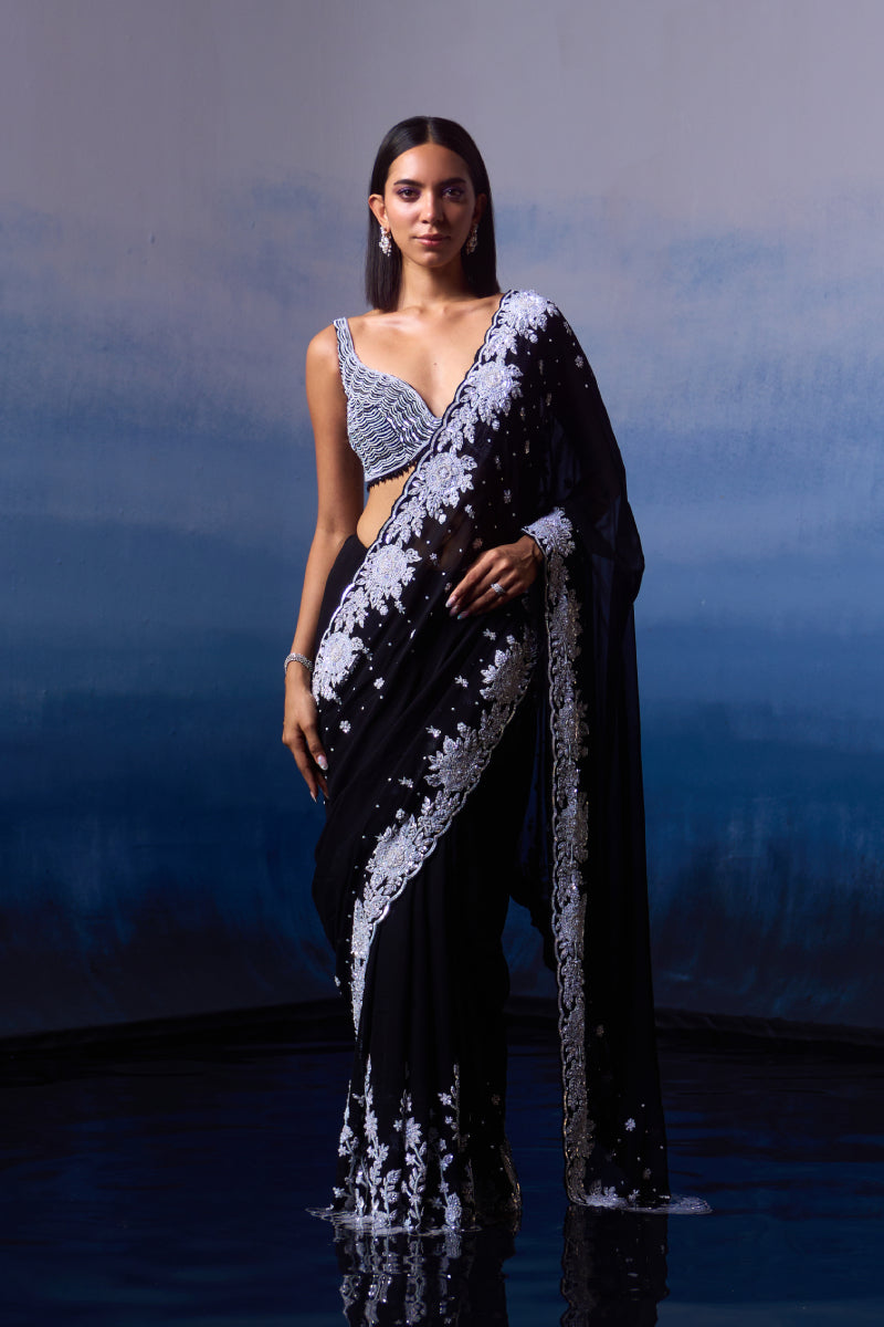 Black Georgette Saree