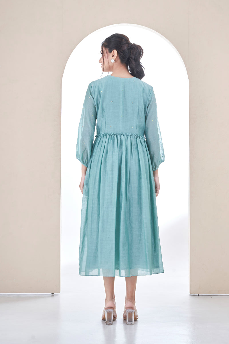 Teal Peony Dress