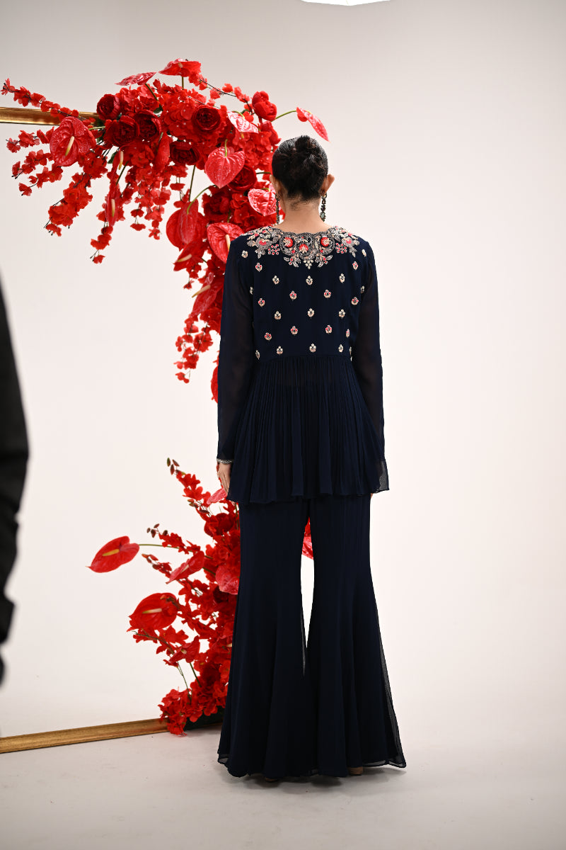 Signature Navy Blue Peplum Sharara