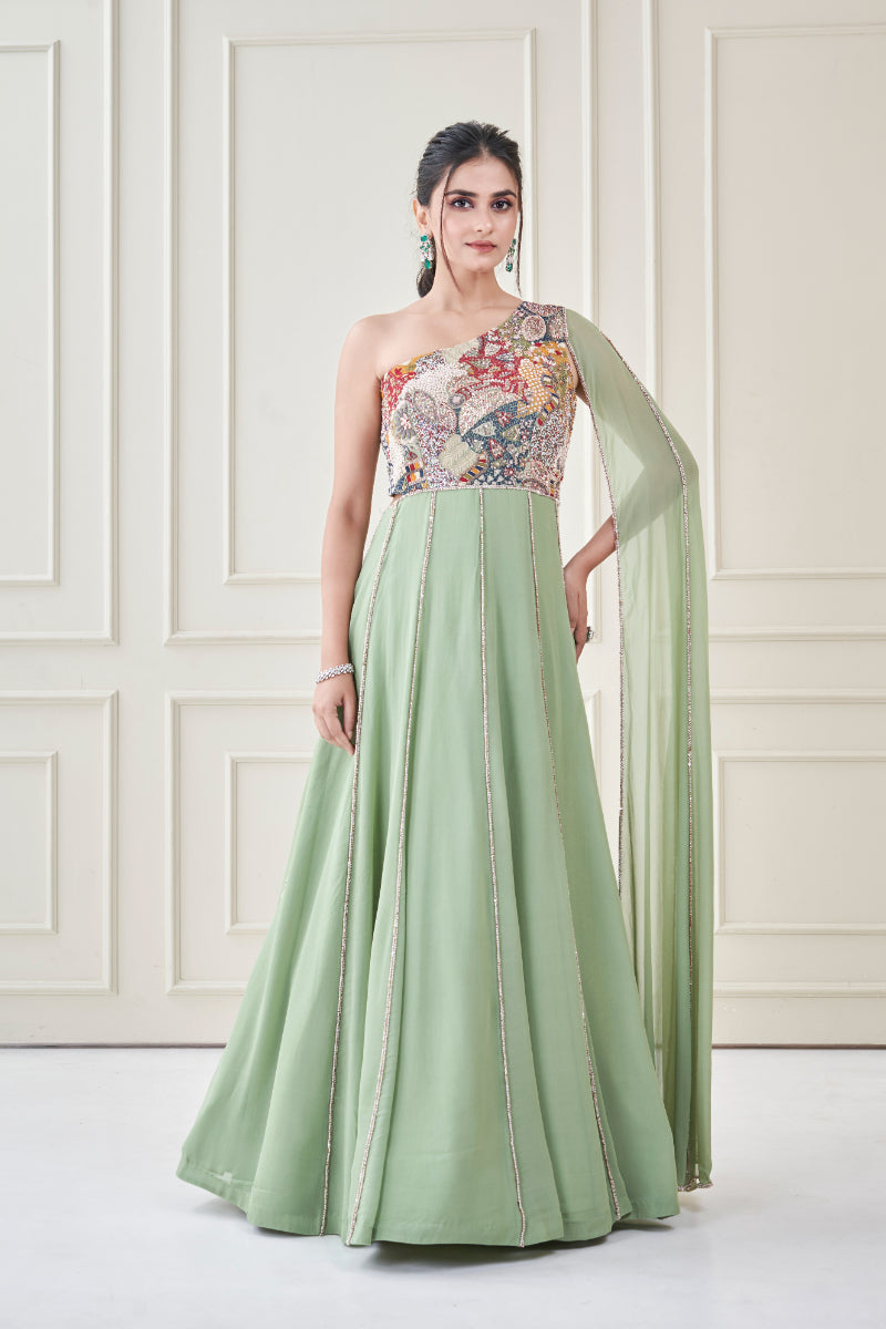 Sap Green Ember Gown