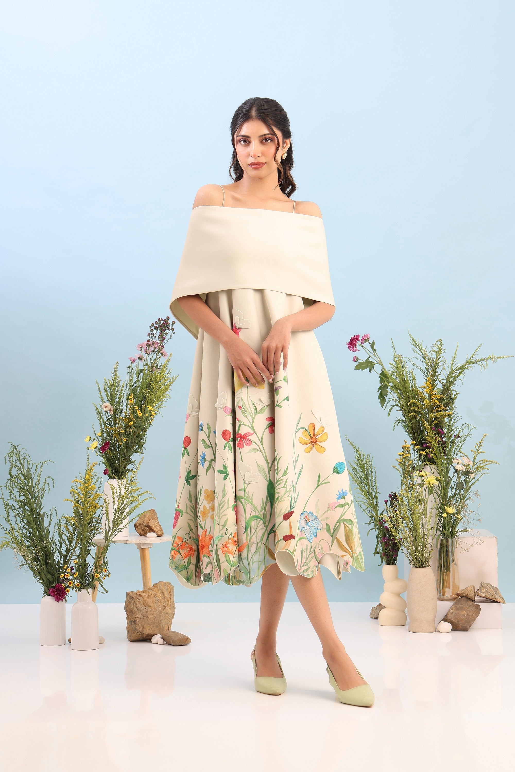 PRINTED DRESS WITH DETACHABLE