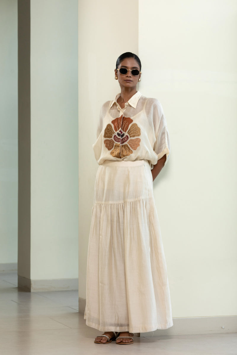 Eeda Round Patch Shirt - Off-White