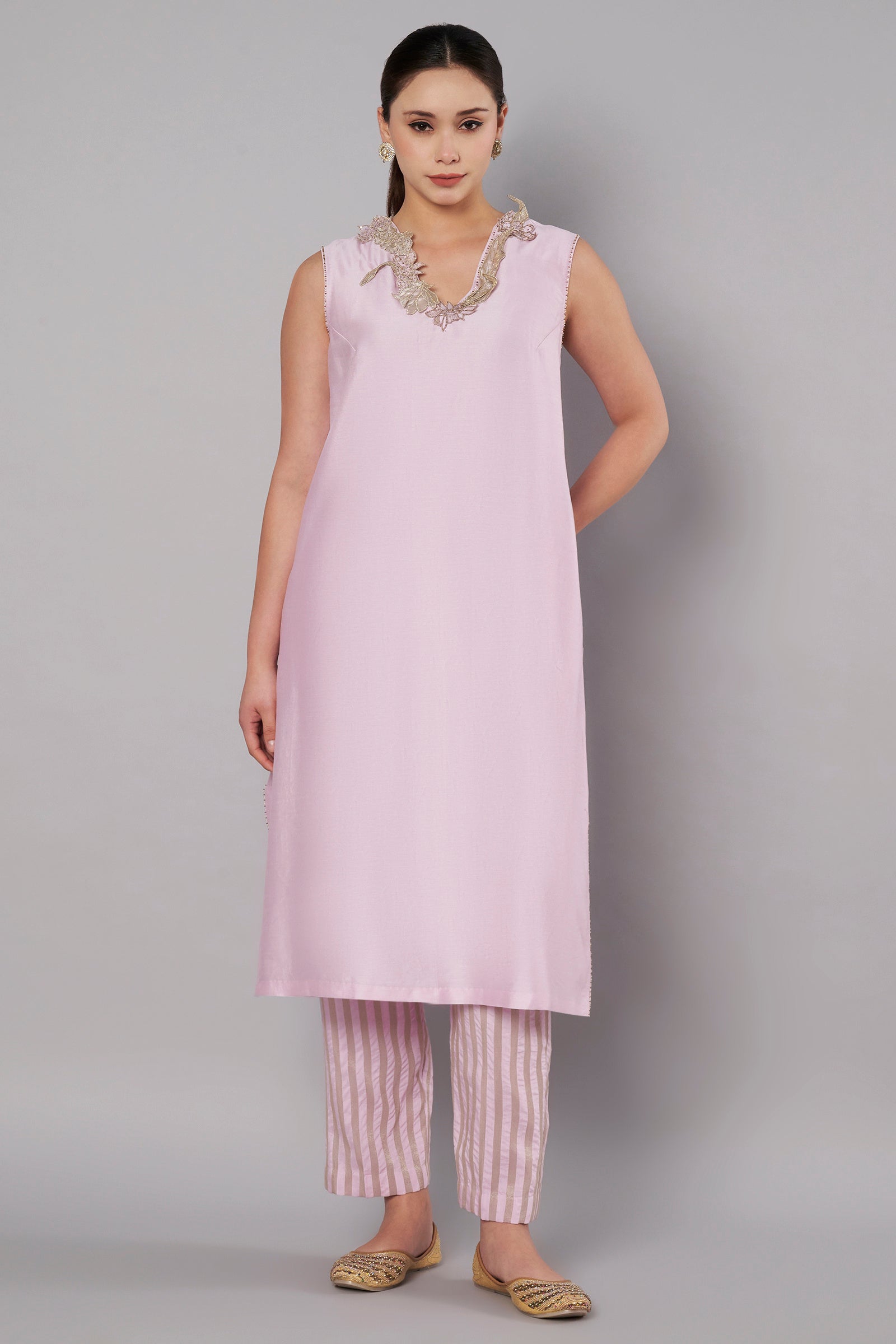 Open Bloom Kurta Set - Pastel Lilac