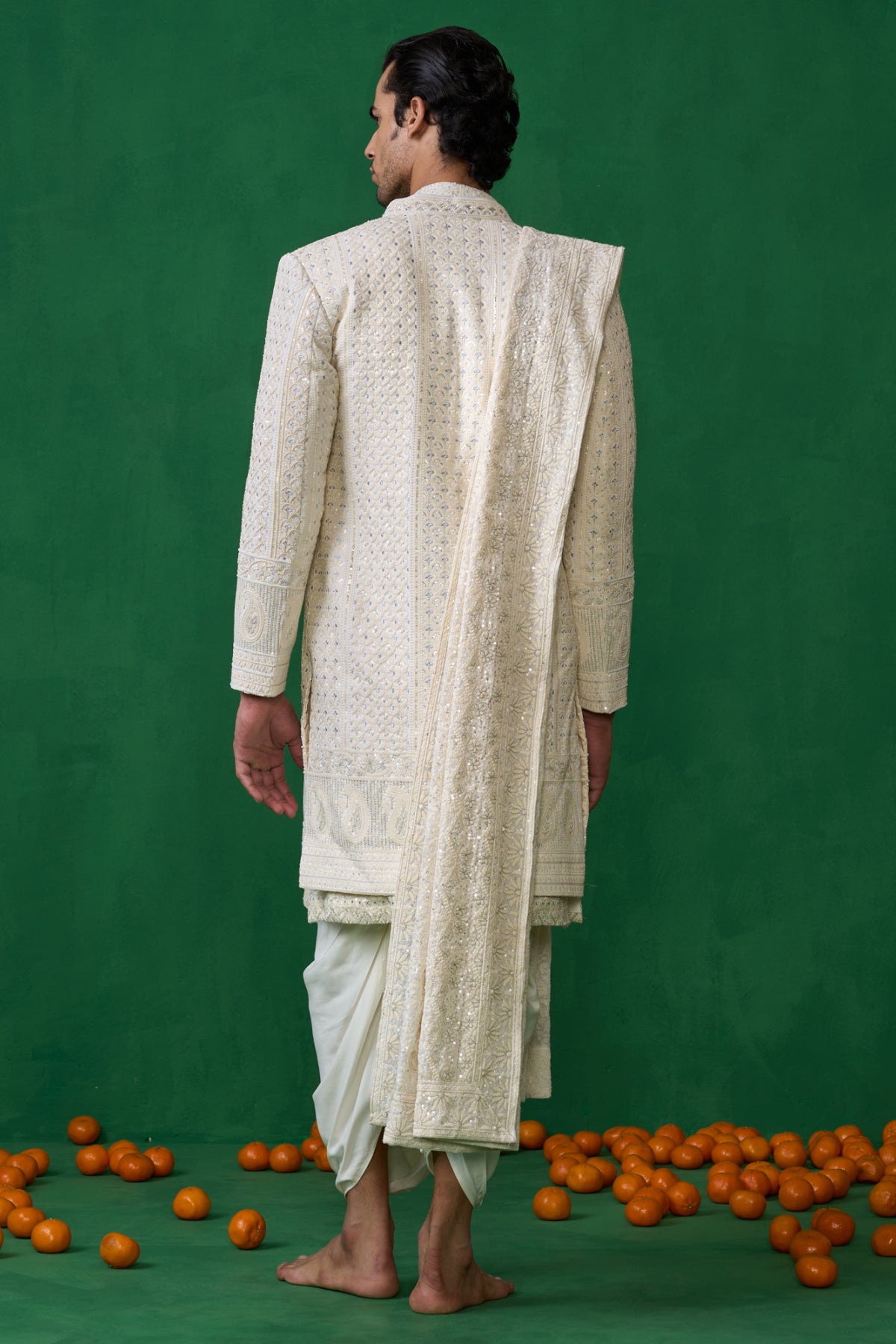 PAISELY IVORY SHERWANI SET