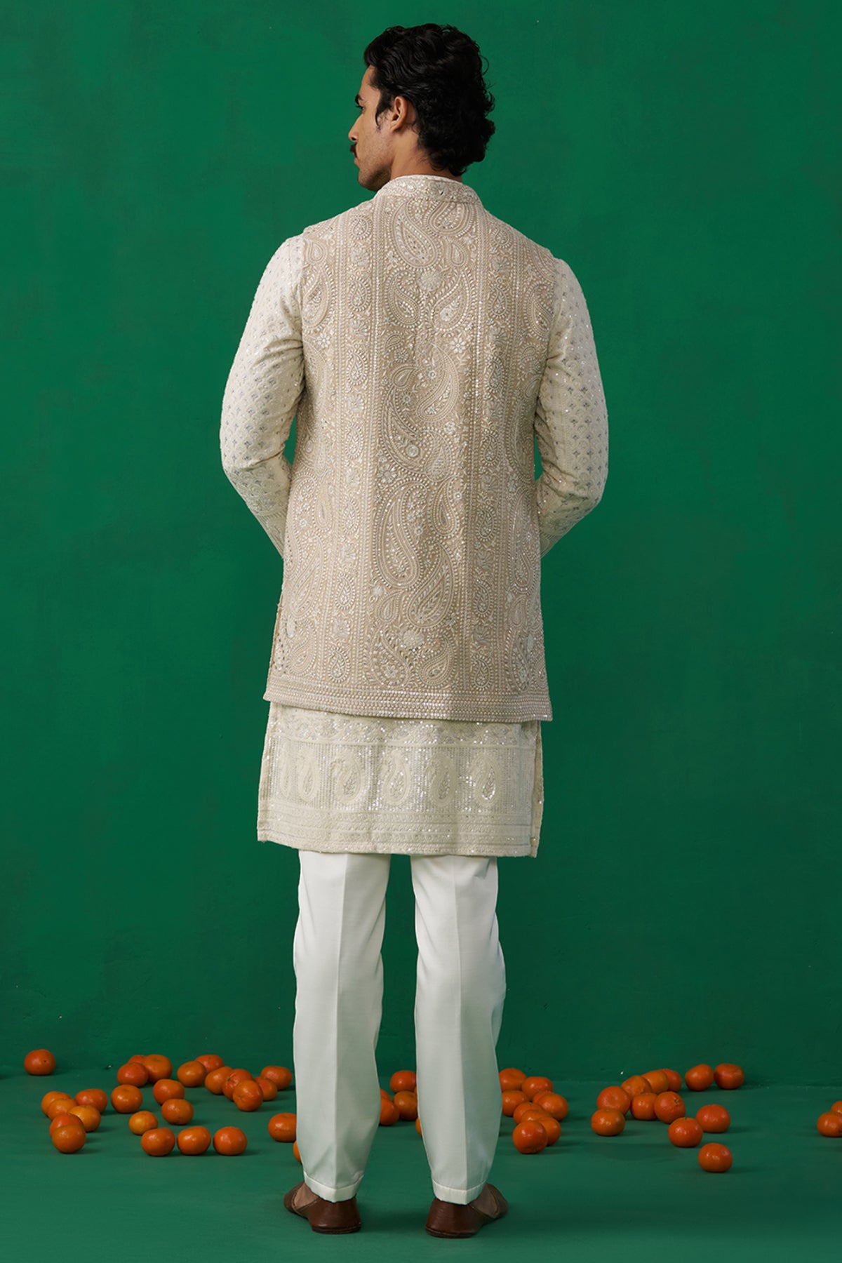 PAISLEY IVORY KURTA JACKET SET