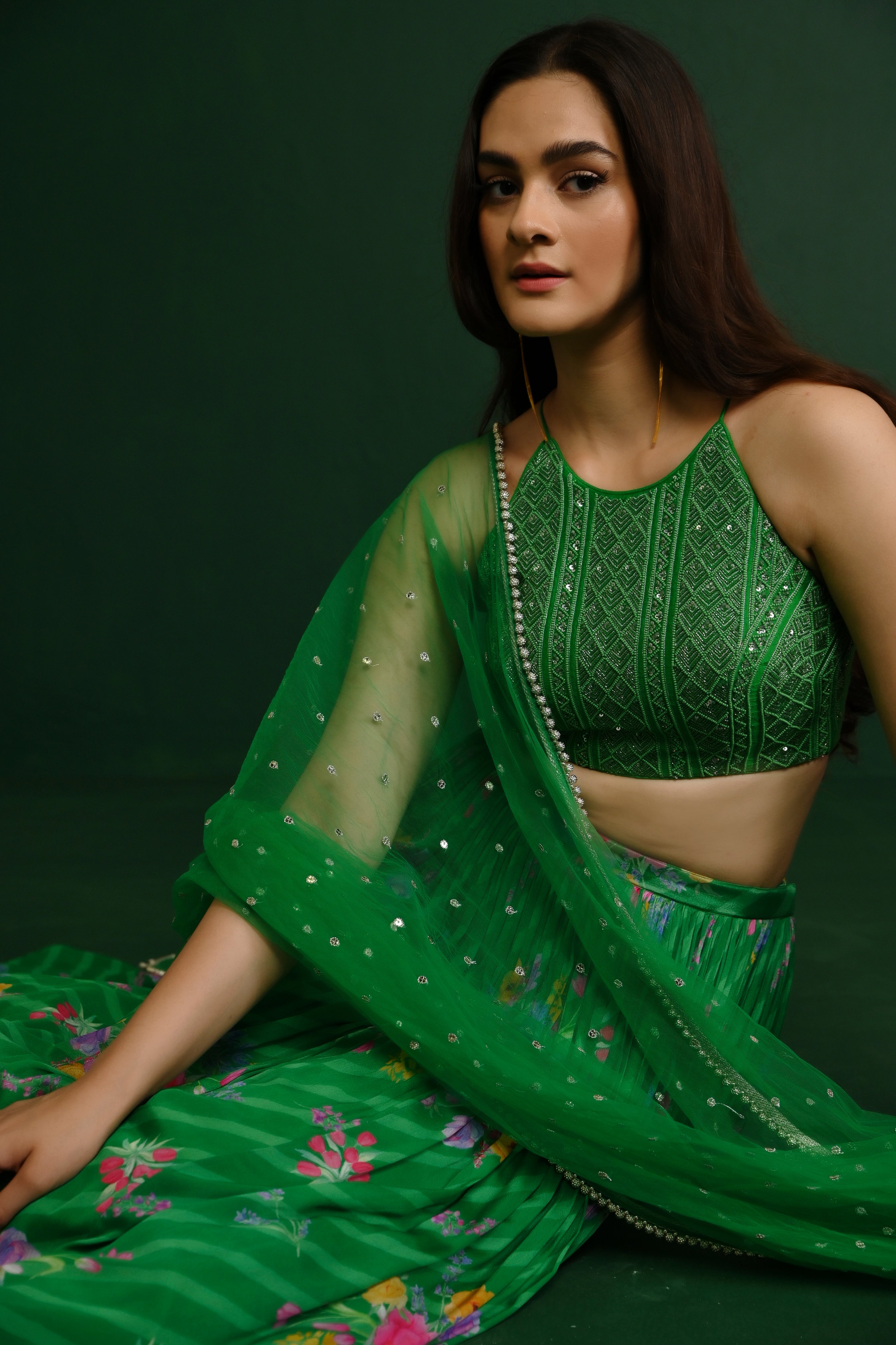 Adele Georgette Emb Top Set- front view