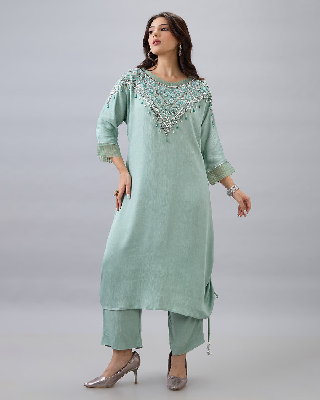 Mint Green Embroidered Co-ord Set