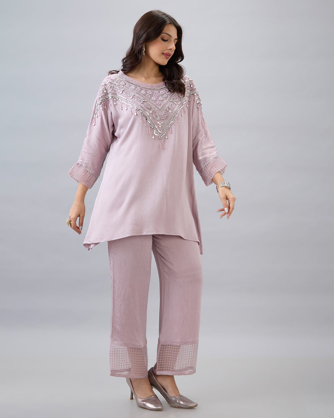 Mauve Embroidered Co-ord Set