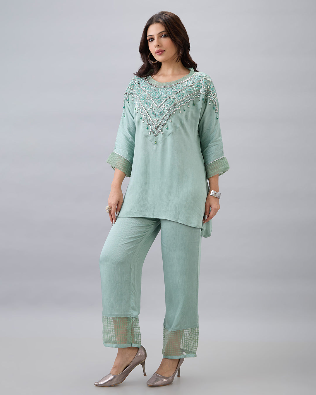 Mint Green Embroidered Co-ord Set