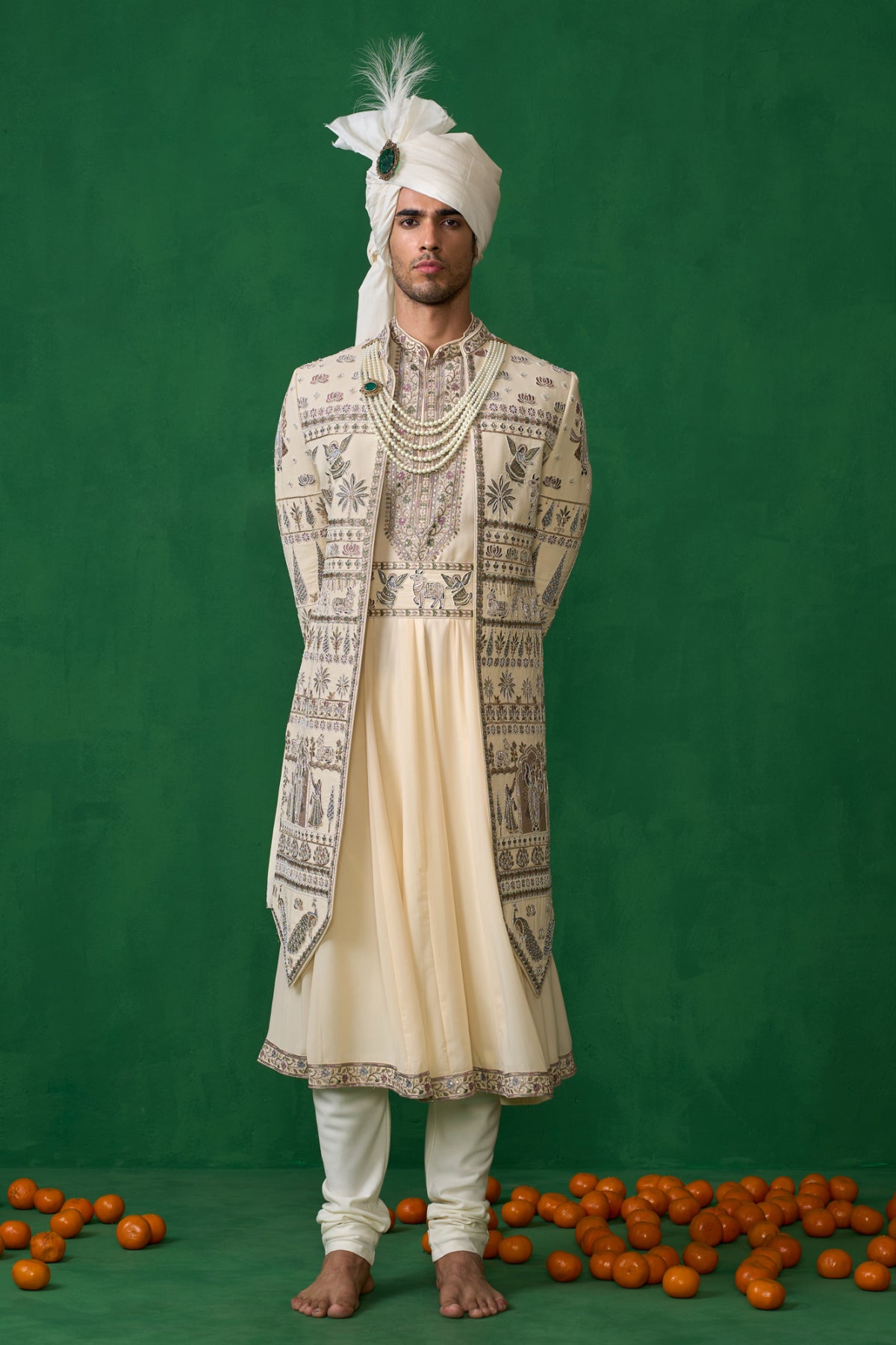 PICHWAI GOLD SHERWANI SET