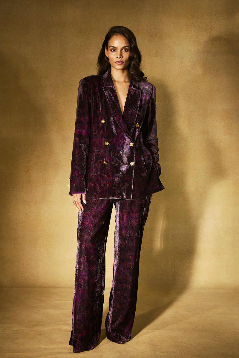 Plum Monogram Velvet Set