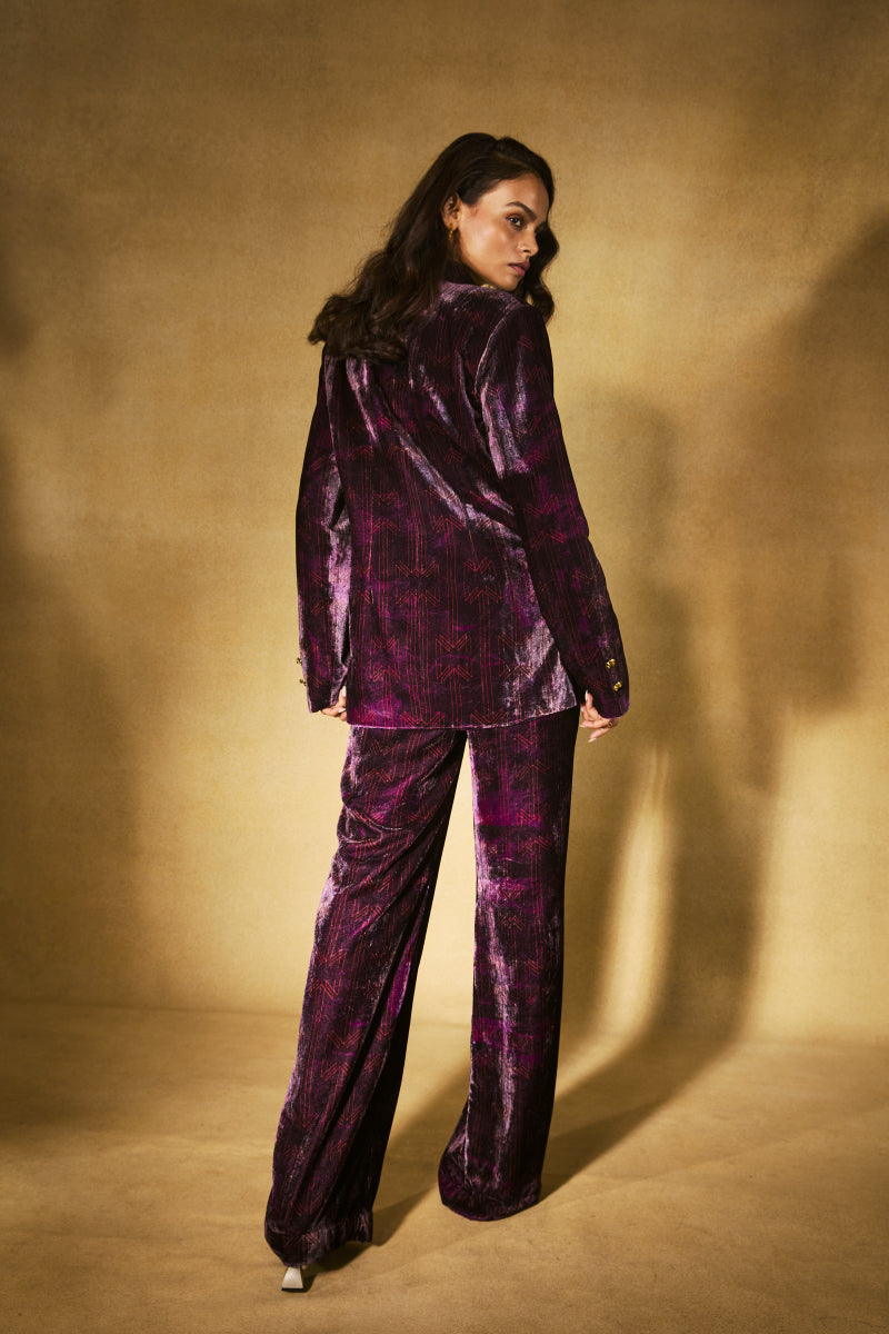 Plum Monogram Velvet Set