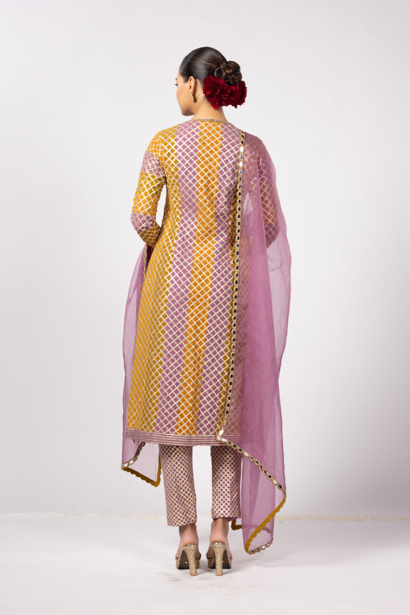 MUSTARD MULTICOLOR KURTA SET