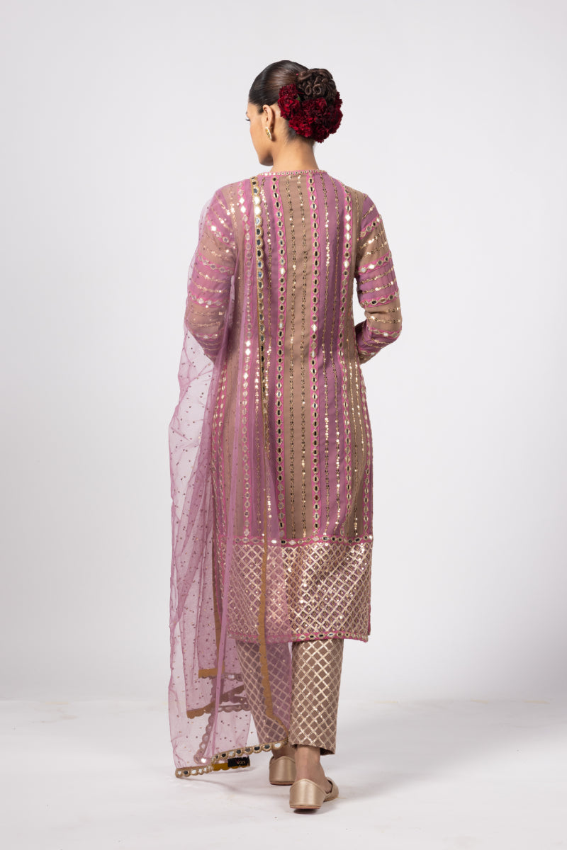 MUD MAUVE MIRROR KURTA SET