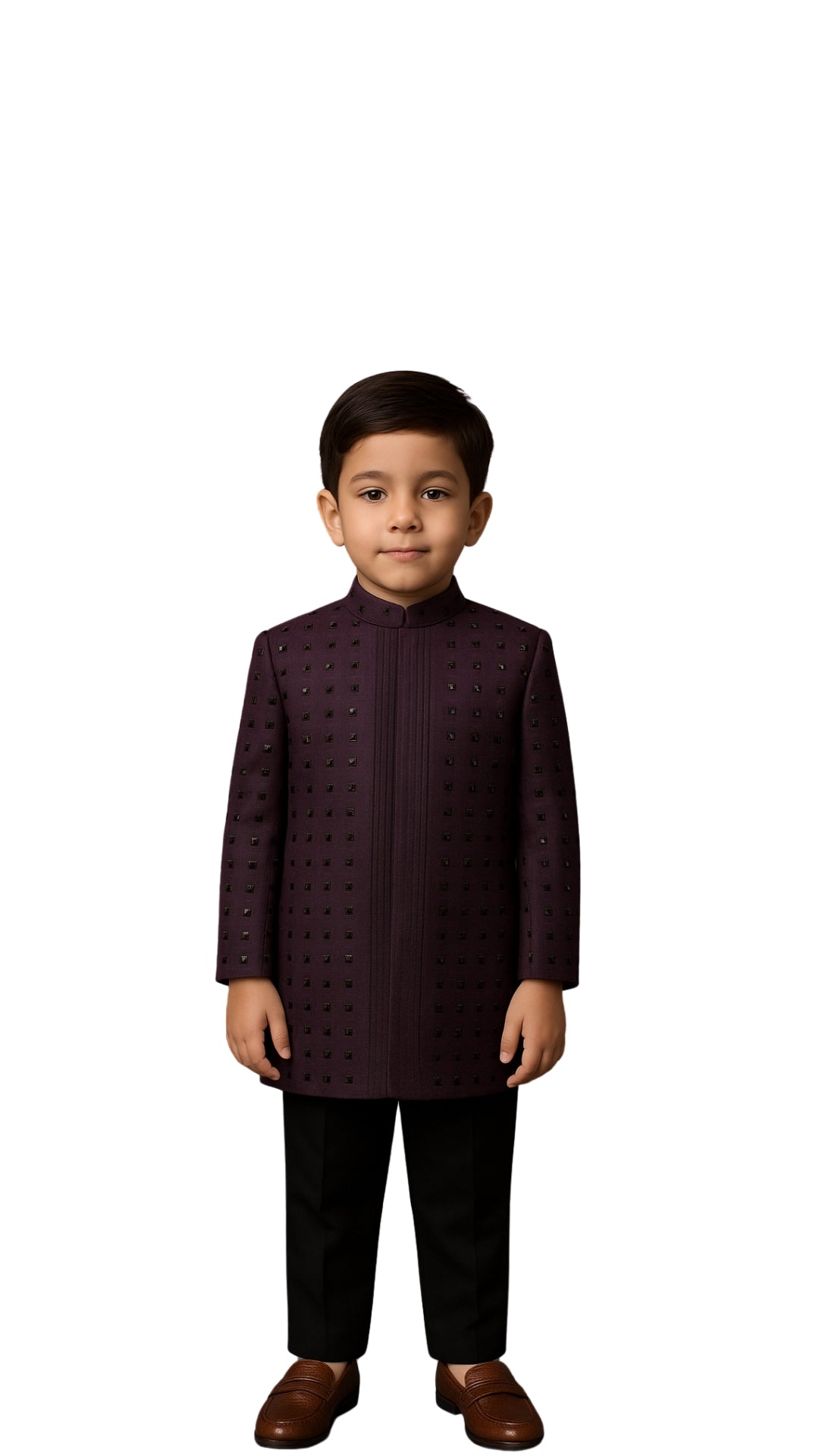 Square Emb Plum Long Jacket