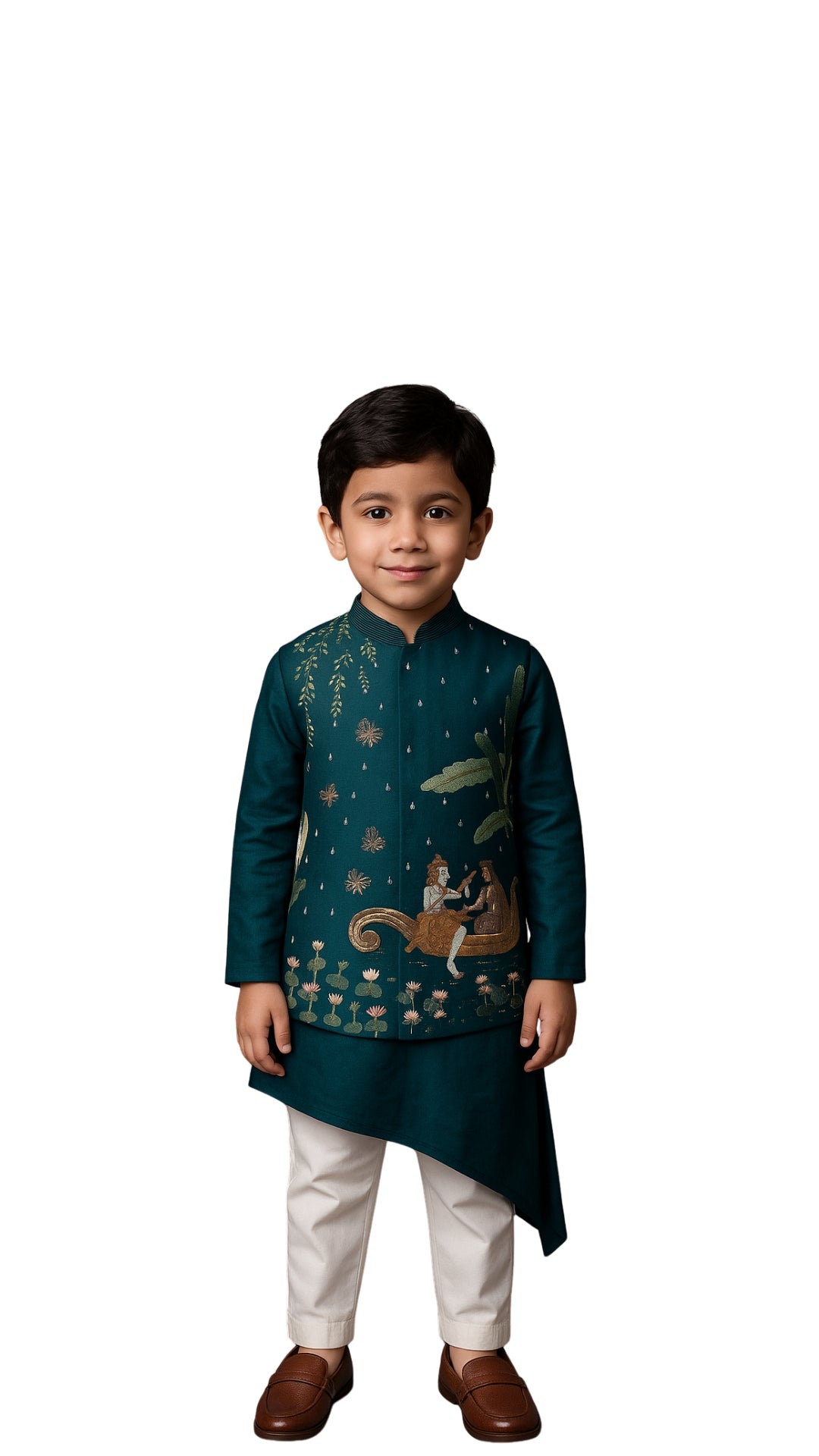 Baag-E-Ishq Teal Nehru Jacket