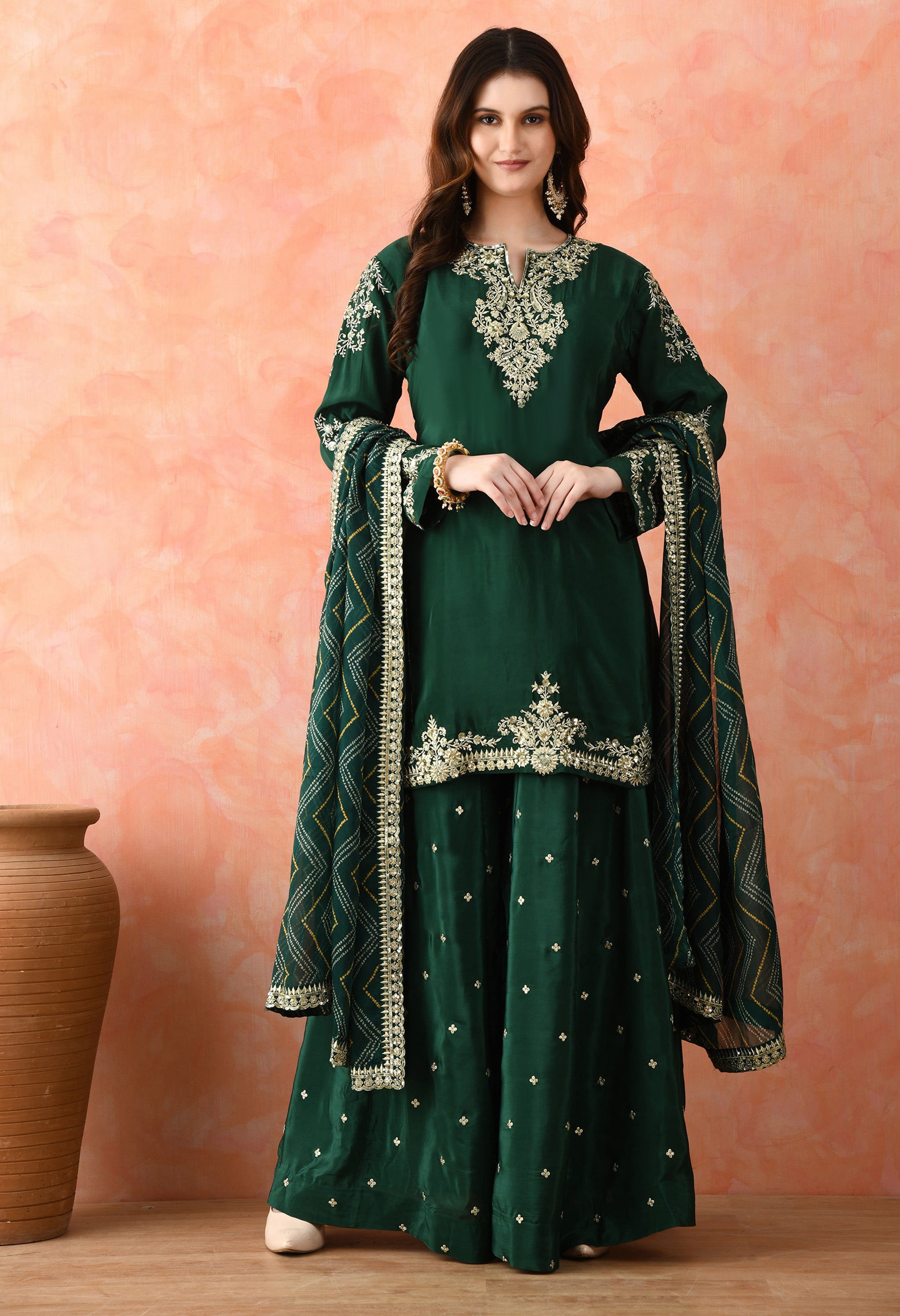 Green Sharara Set