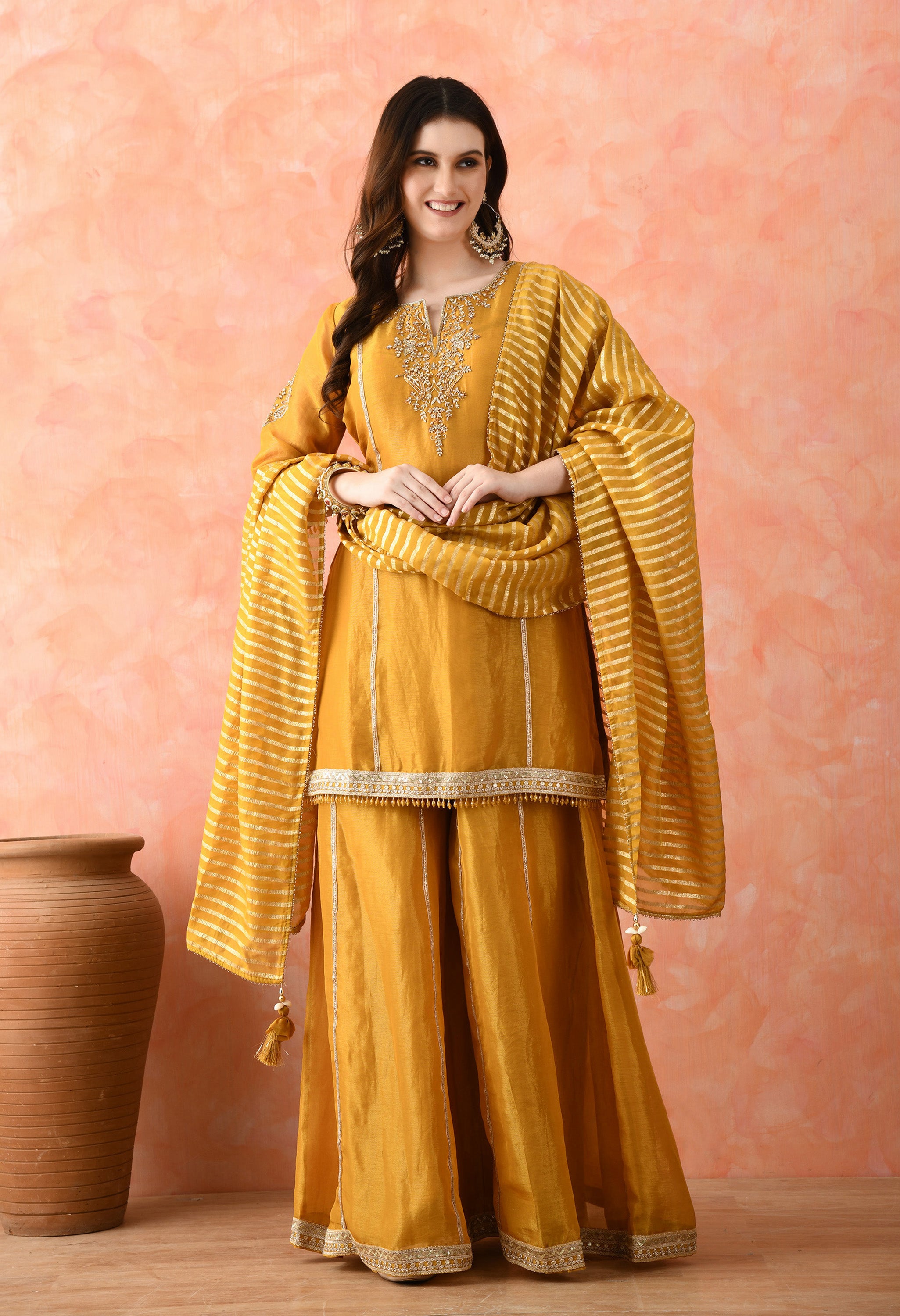 Mustard Sharara Set