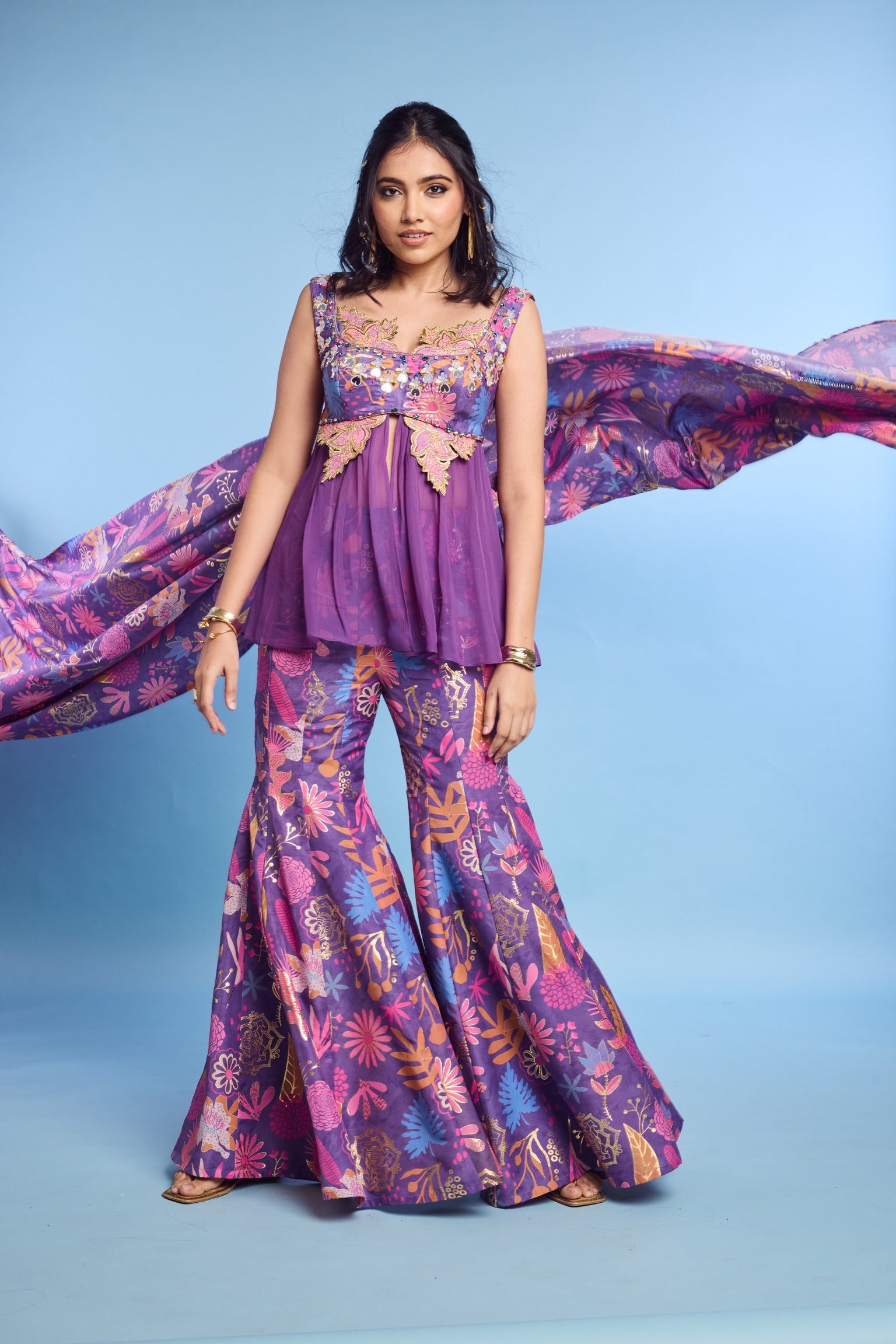 Peplum Top with Bootcut Sharara
