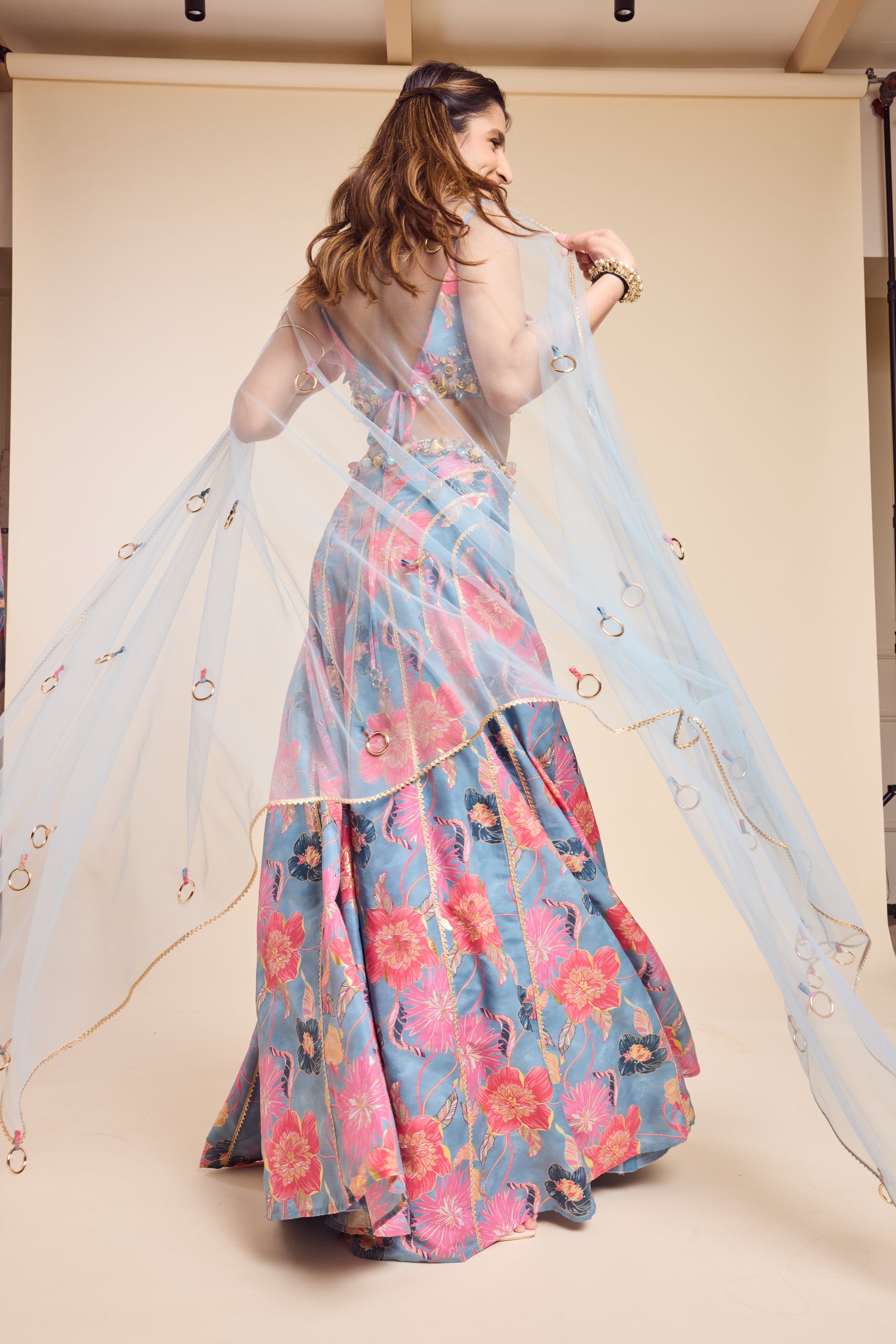 Kali Skirt with Embroidered Blouse and Shrug/Dupatta