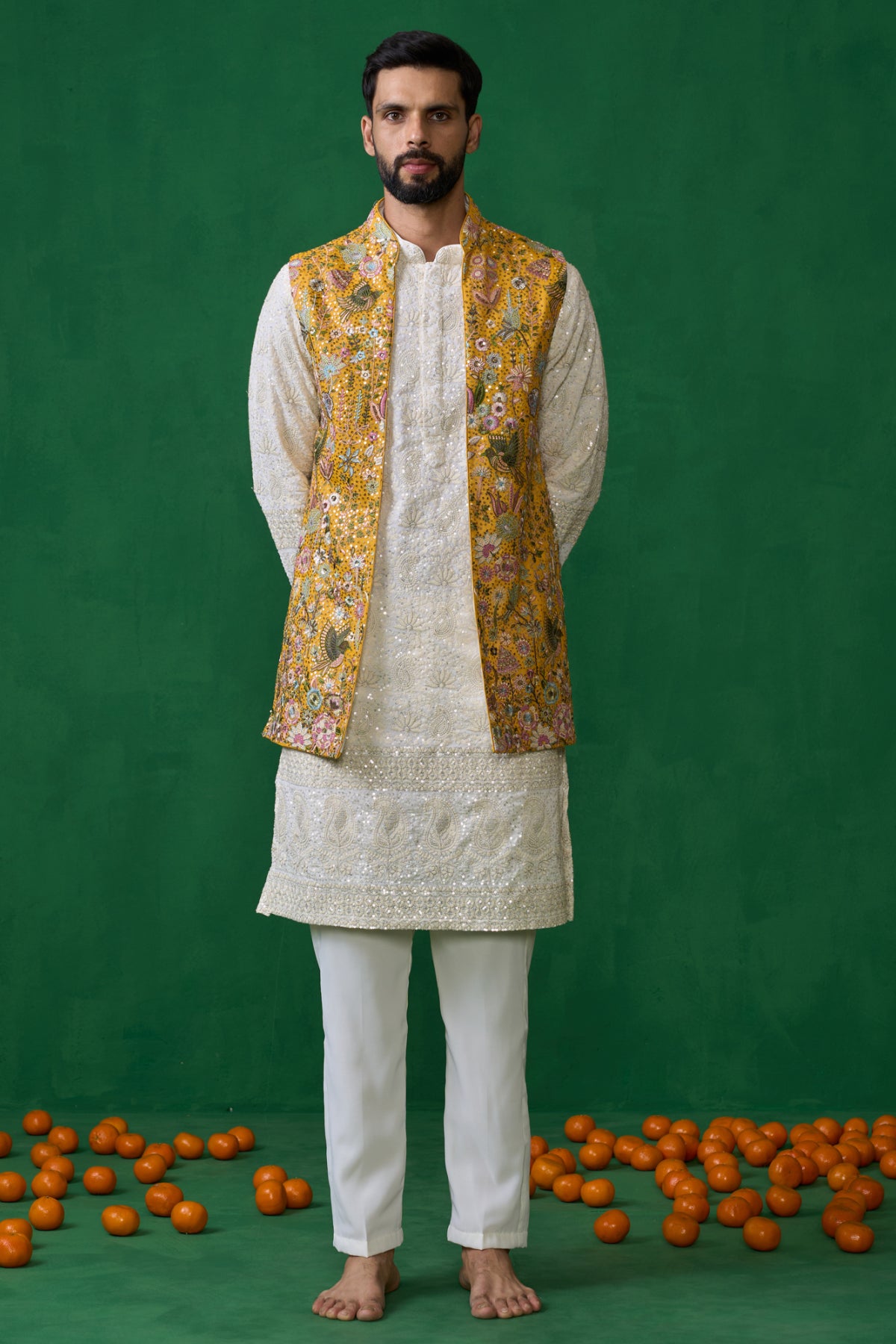 POOLPANKH HALDI KURTA JACKET SET
