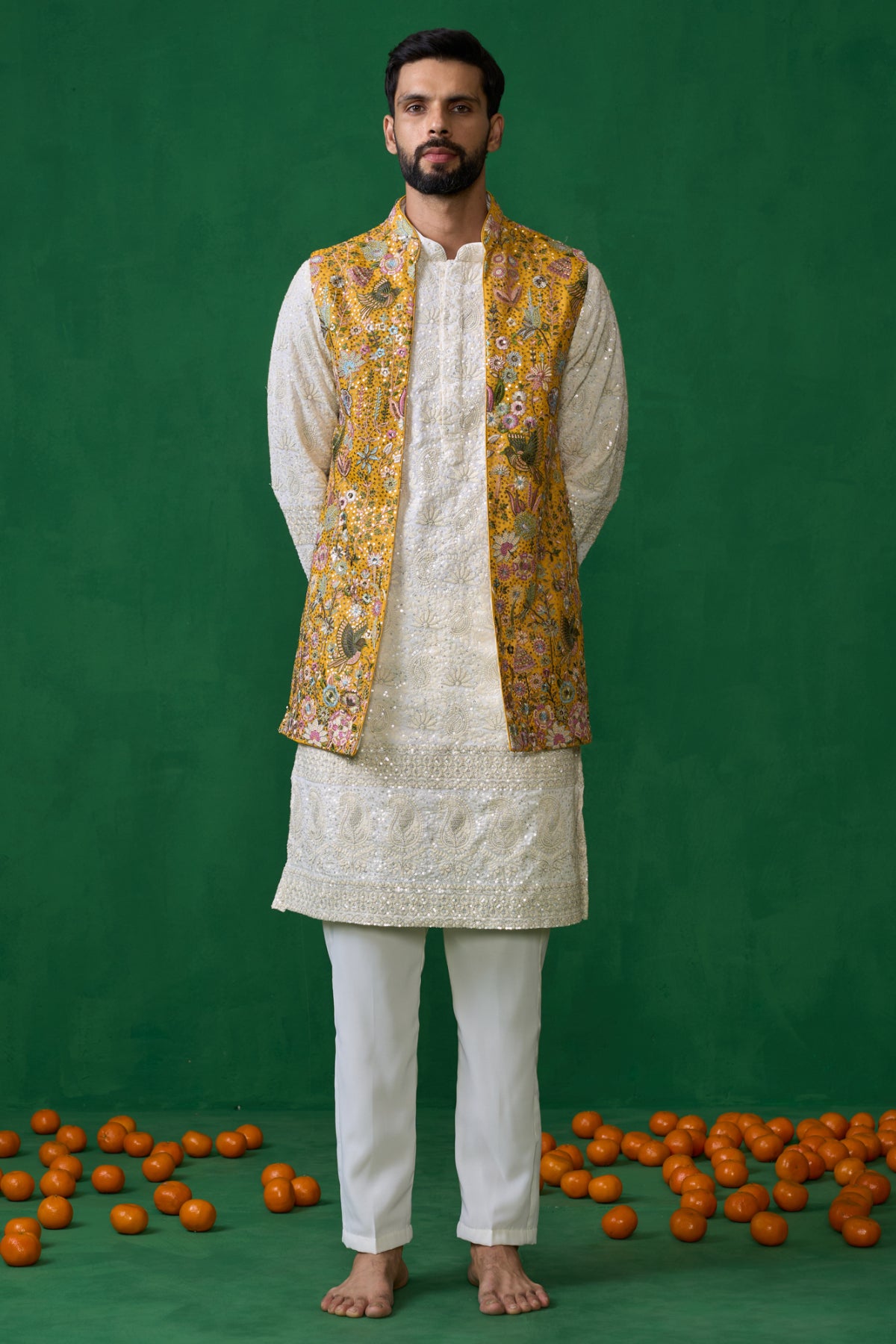 POOLPANKH HALDI KURTA JACKET SET