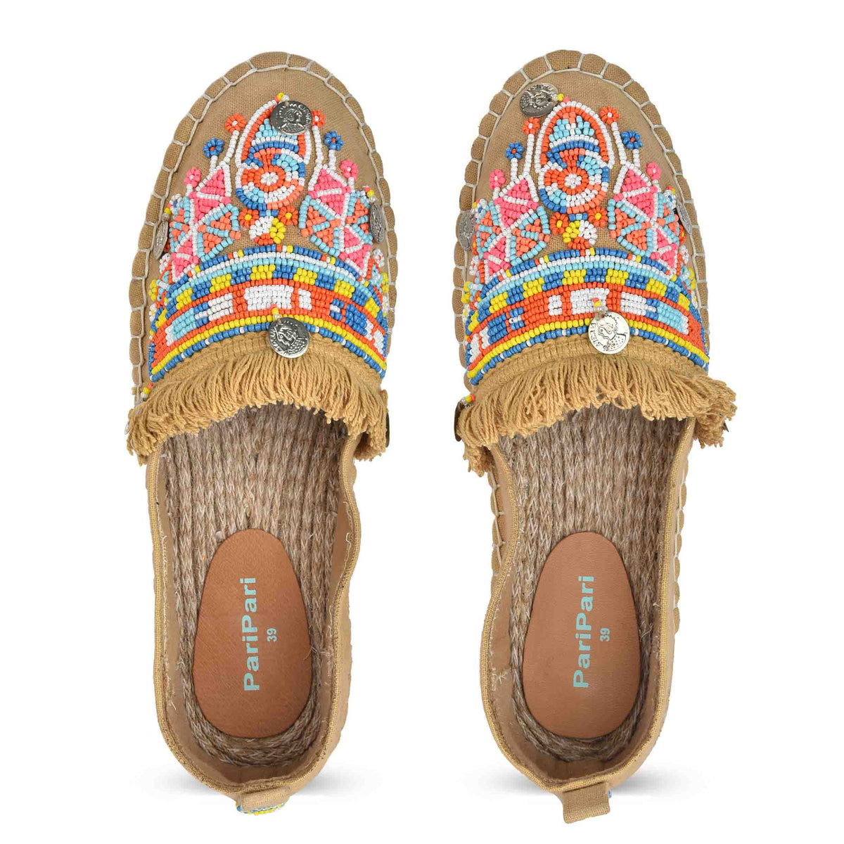 MASAI BEADED ESPADRILLES BEIGE