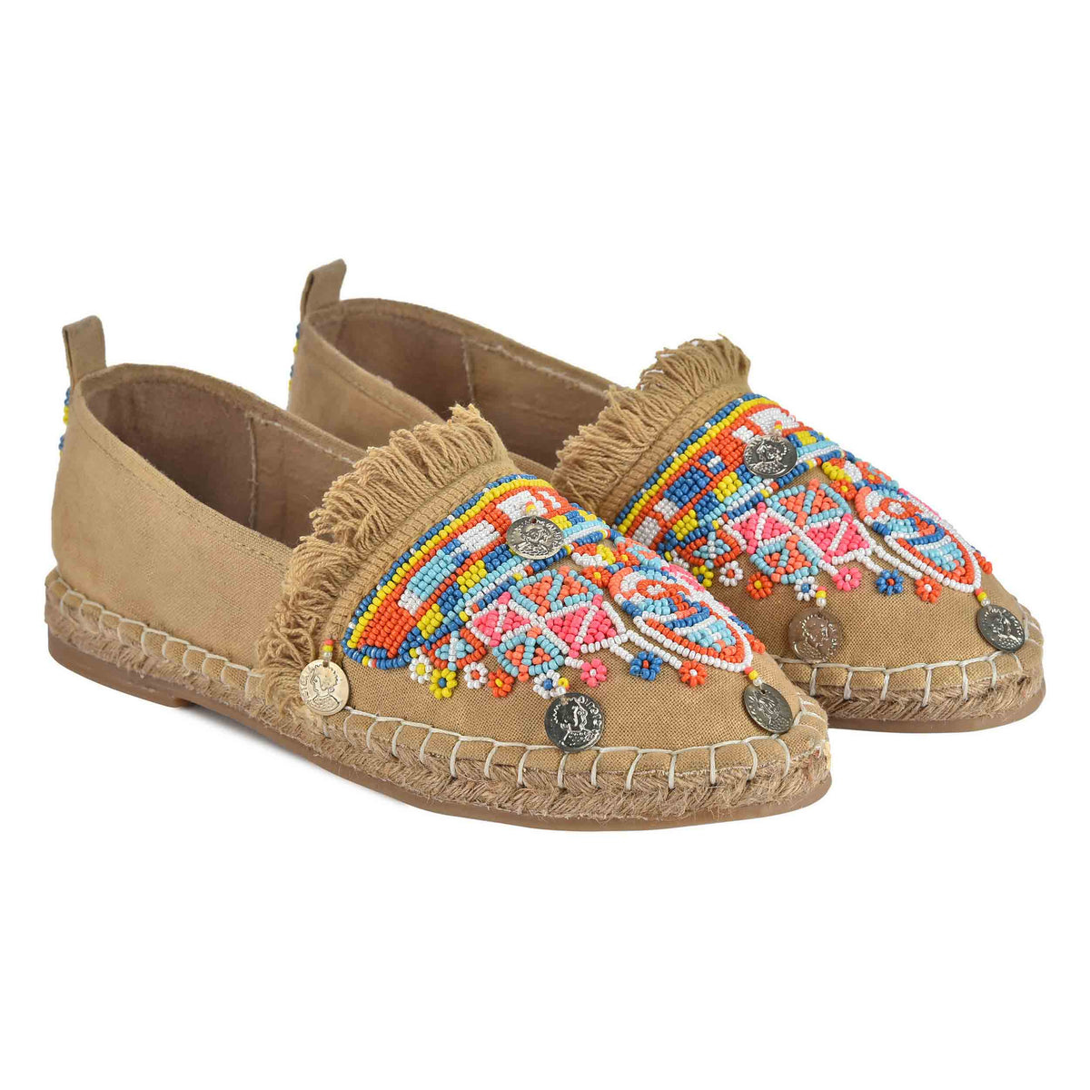 MASAI BEADED ESPADRILLES BEIGE