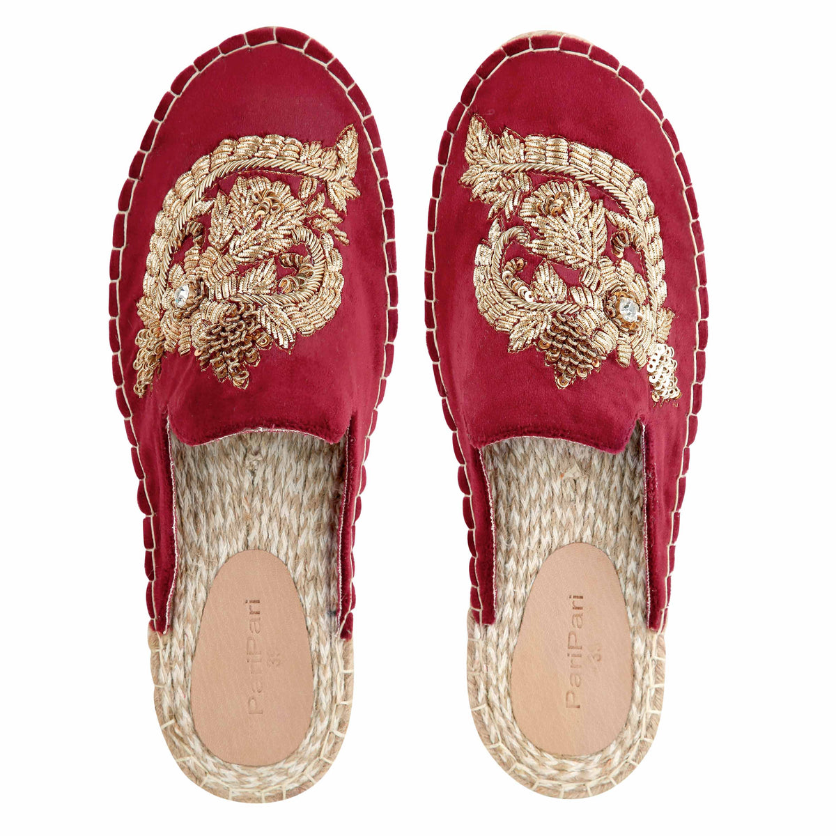 OTTOMAN ESPADRILLES BURGUNDY FLAT FOR MARRIAGE
