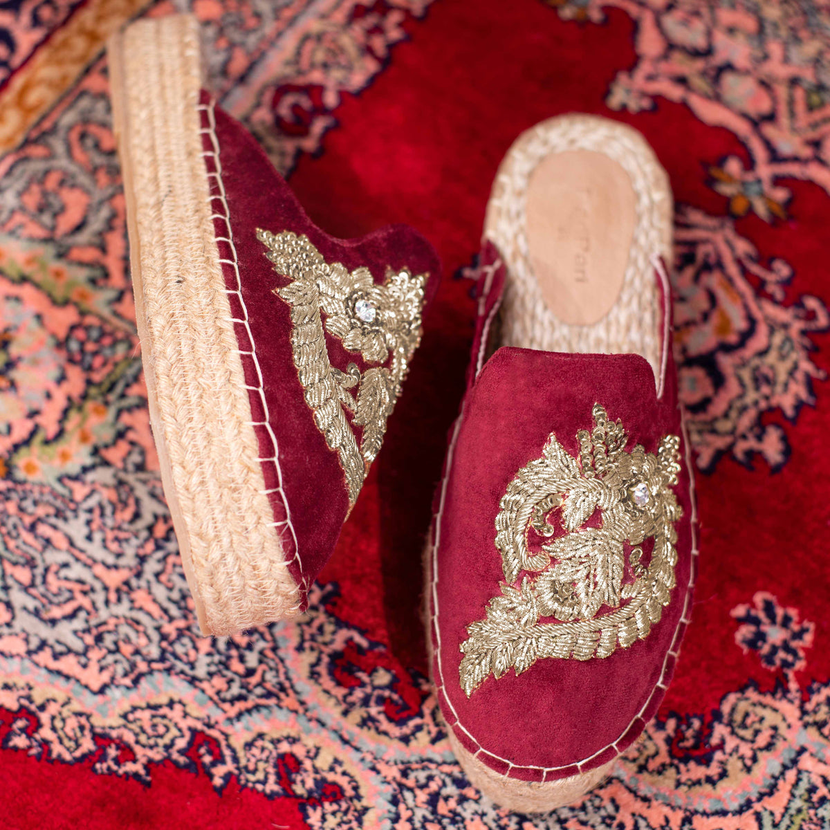 OTTOMAN ESPADRILLES BURGUNDY HAUT BRIDAL LOOKS PLATFORM