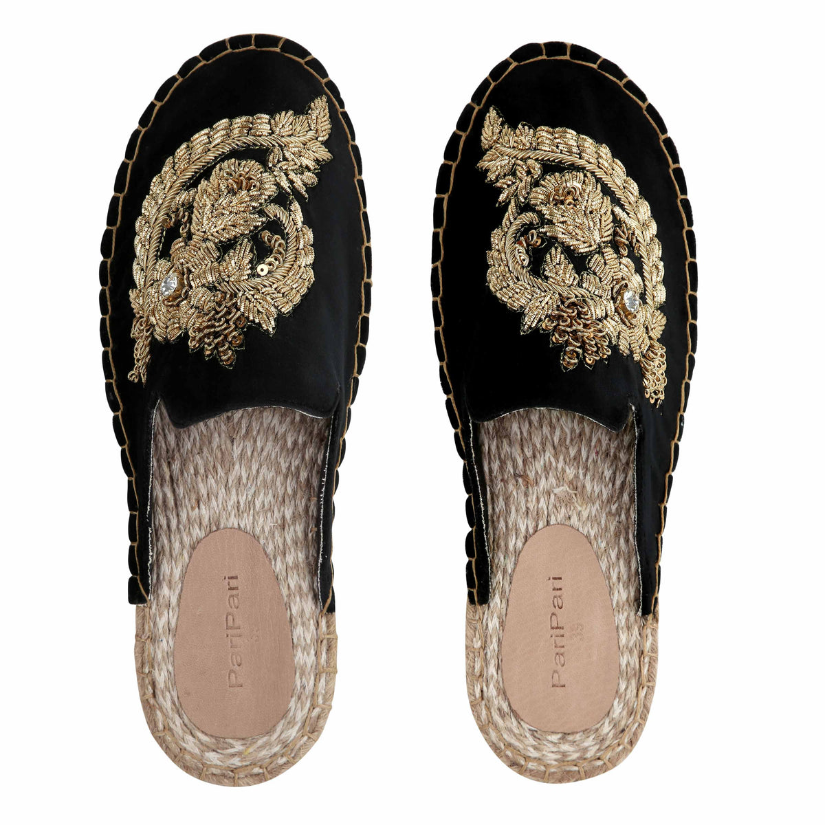 OTTOMAN ESPADRILLES BLACK CLASSIC FLAT
