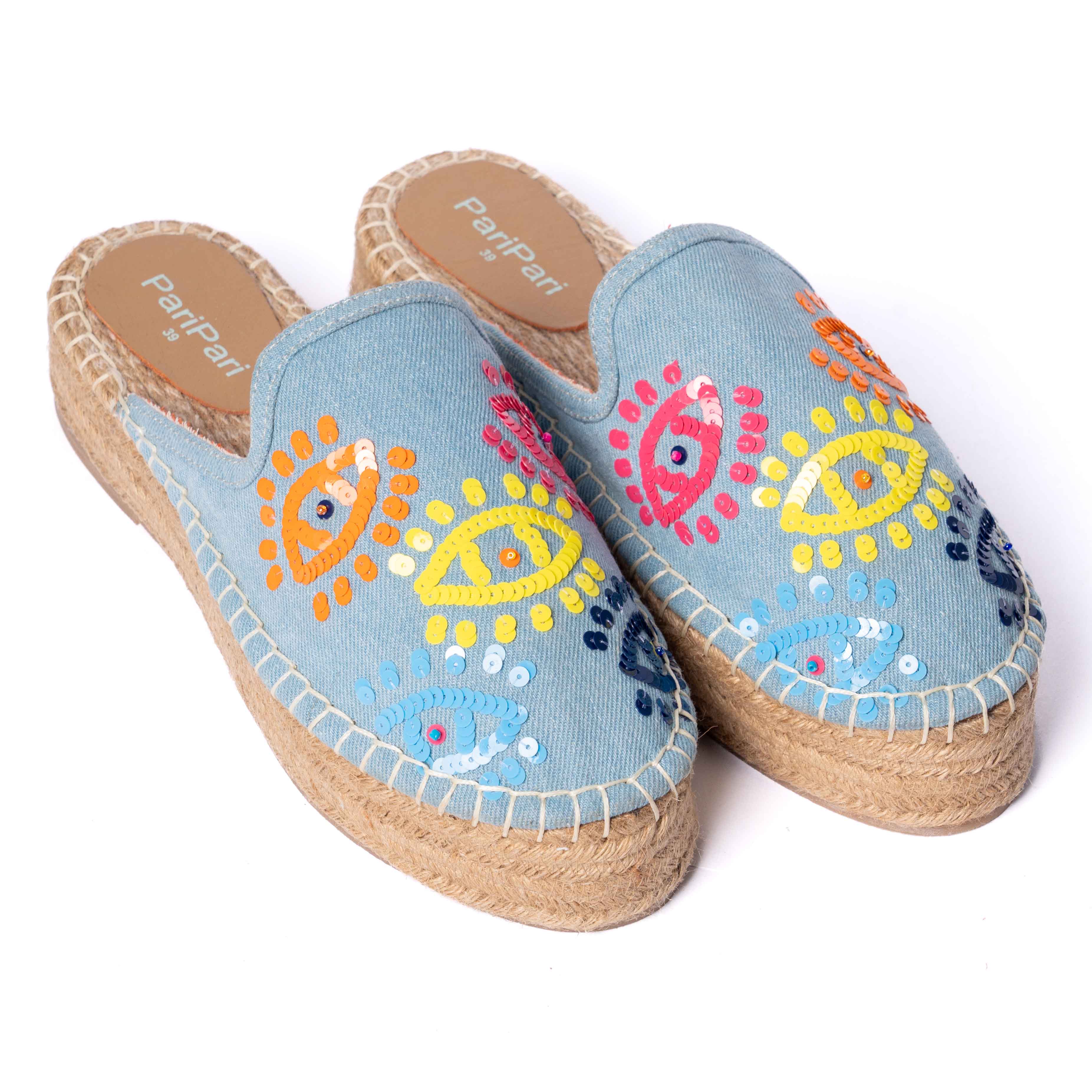 JOIE EVIL EYE DENIM ESPADRILLES PLATFORM