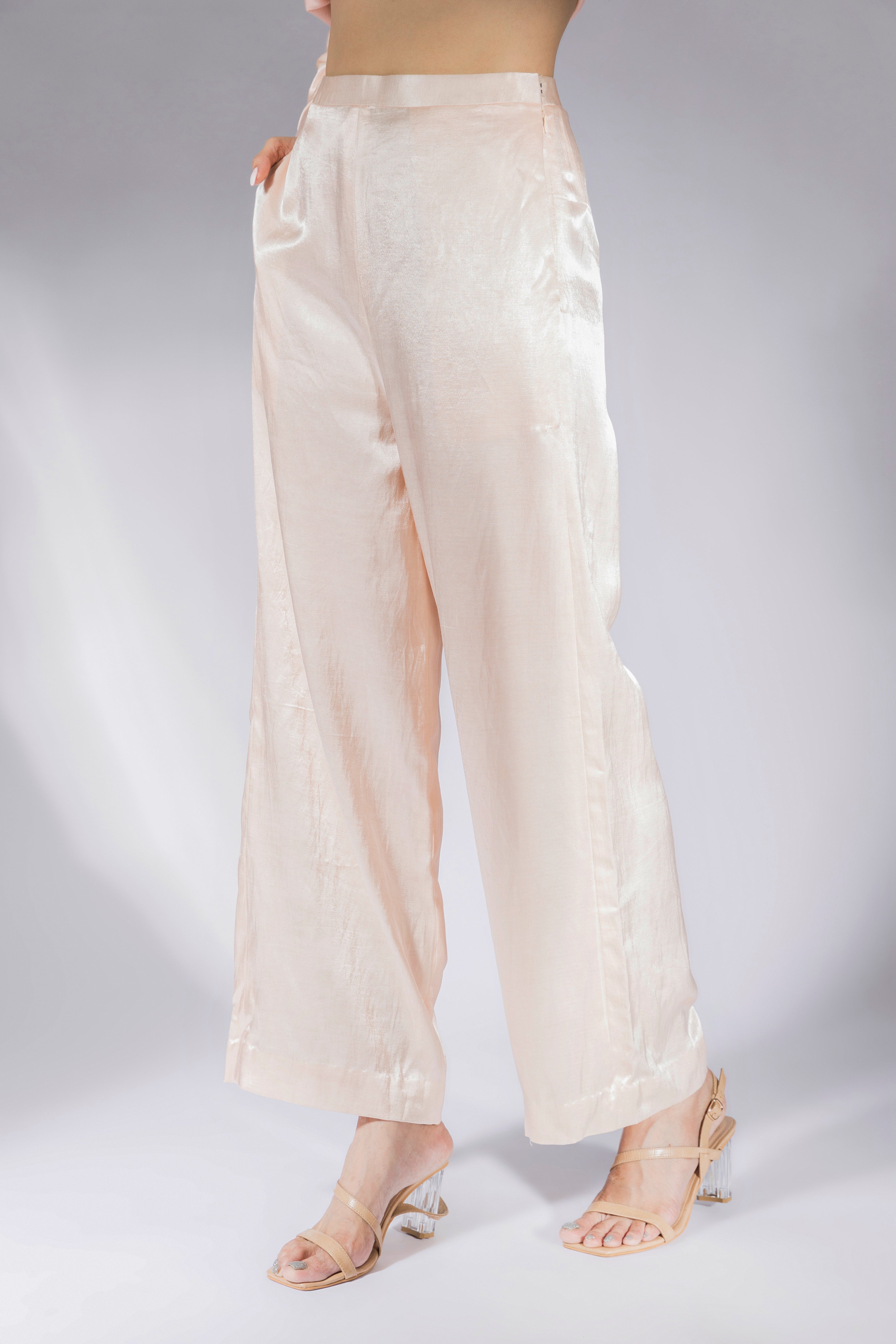 Peach Pink Embroidered Blazer Set
