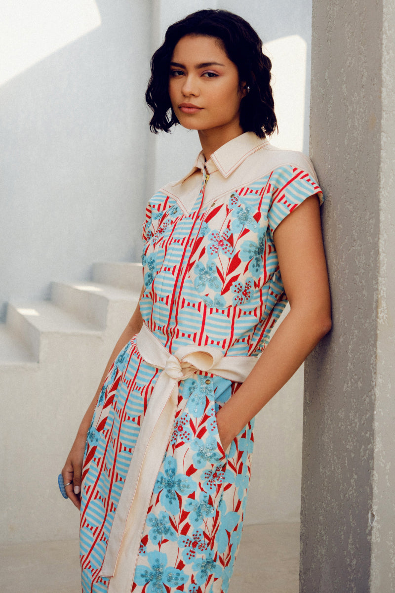 White Orintplay Cargo Dress