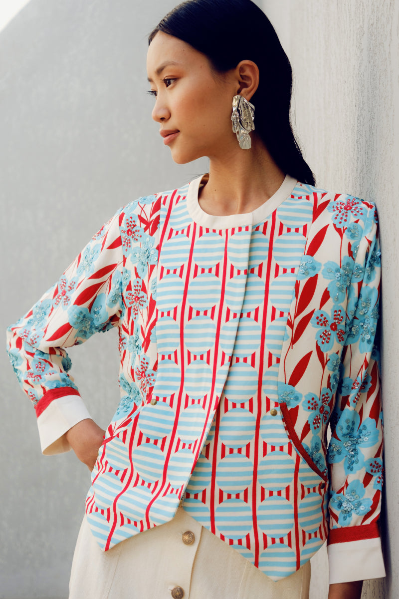 White Print Play Jacket